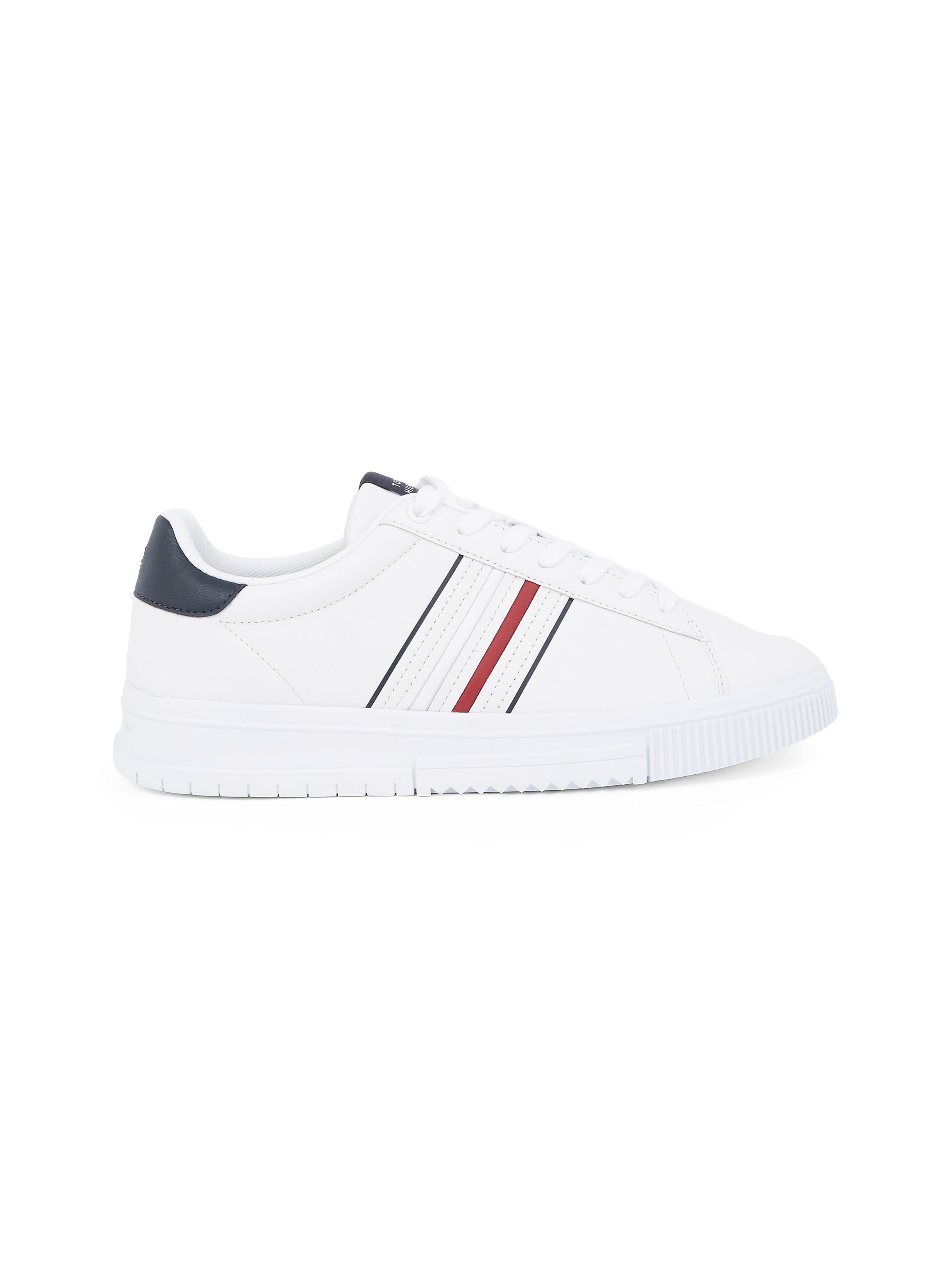 Tommy Hilfiger Sneaker »MODERN CUPSOLE STRIPES LTH«, Freizeitschuh, Halbschuh, Schnürer mit seitlichen Streifen