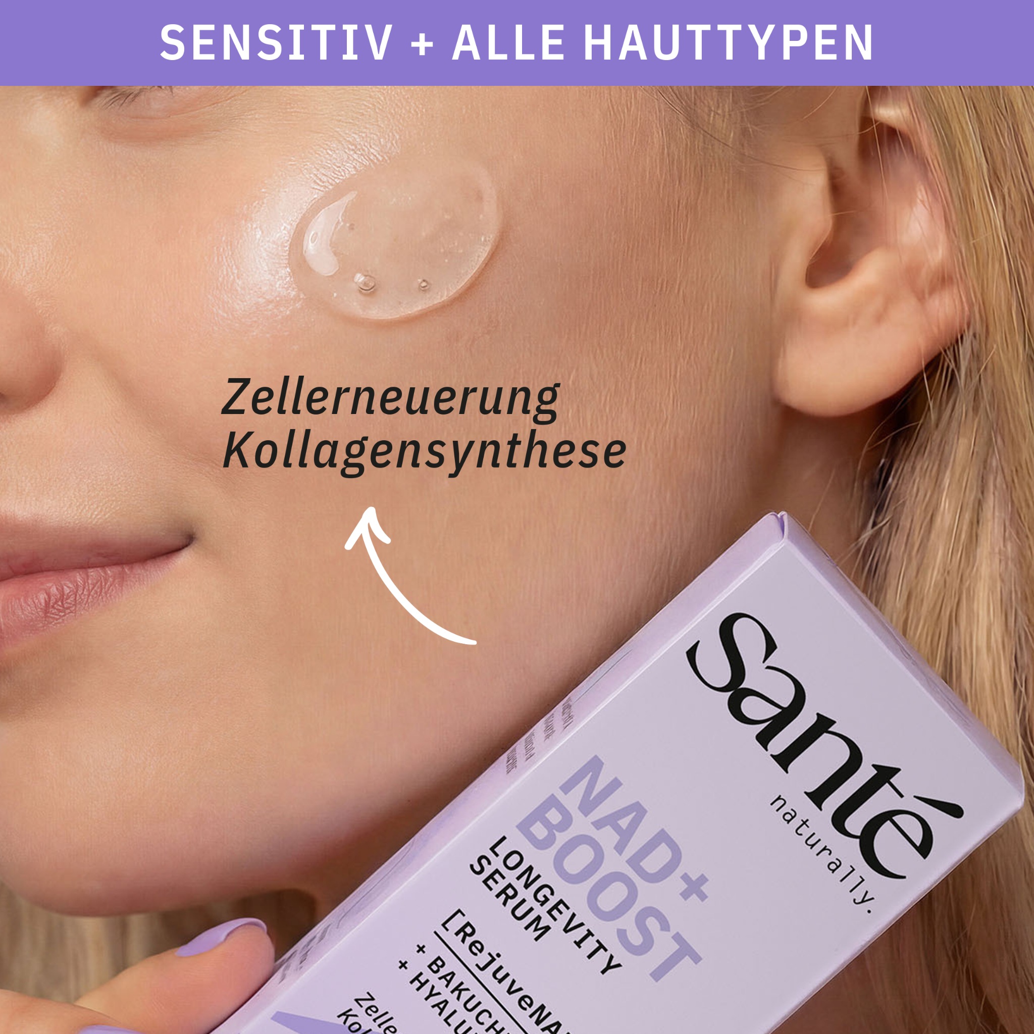 SANTE Gesichtsserum »NAD + BOOST LONGEVITY SERUM« mit RejuveNAD™, Bakuchiol und Kalpariane, flüssige Textur, vegan