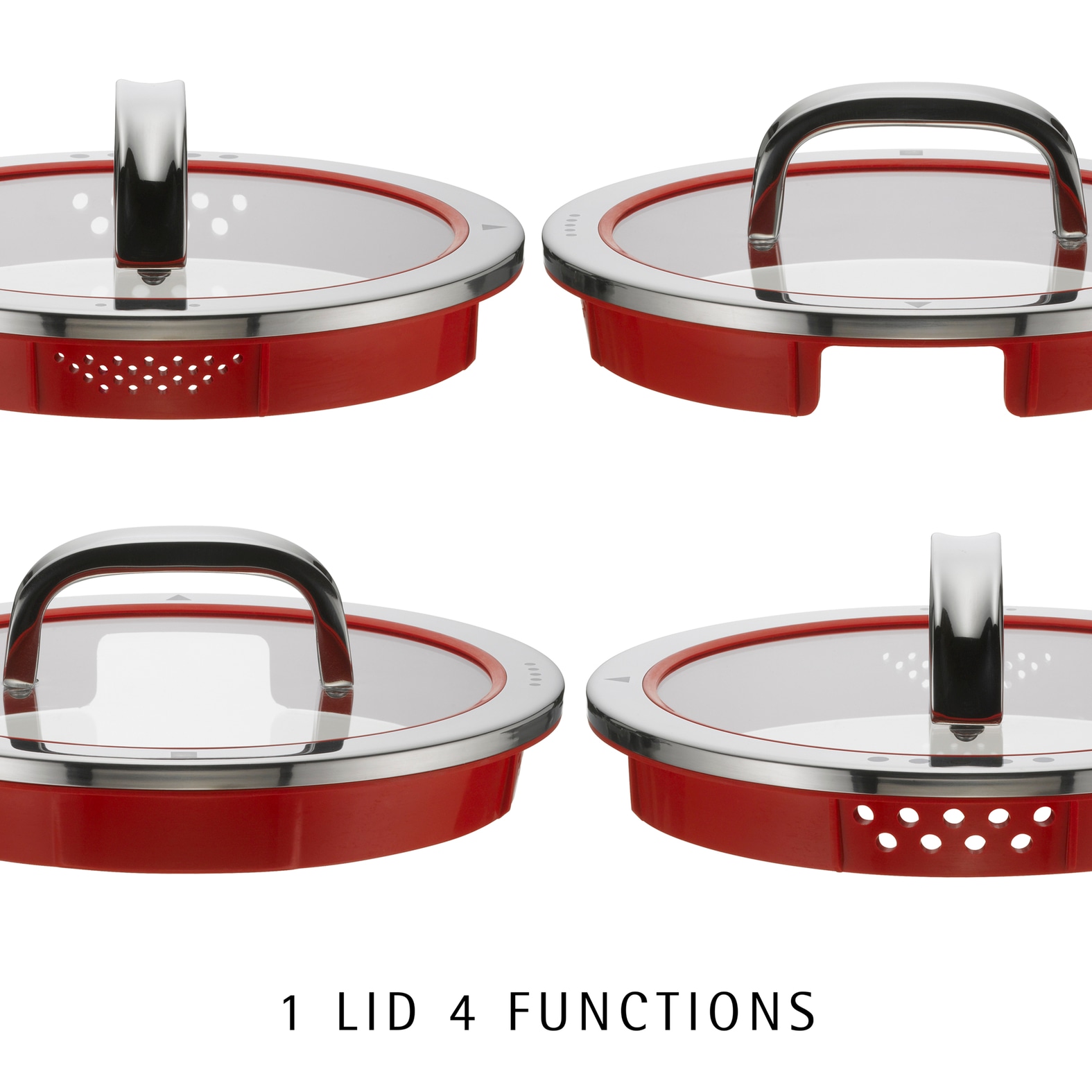 WMF Topf-Set »Function 4 Induktion, Glasdeckel mit 4 Abgießfunktionen« Set, 8 Stk. tlg. Cromargan® Edelstahl Rostfrei 18/10