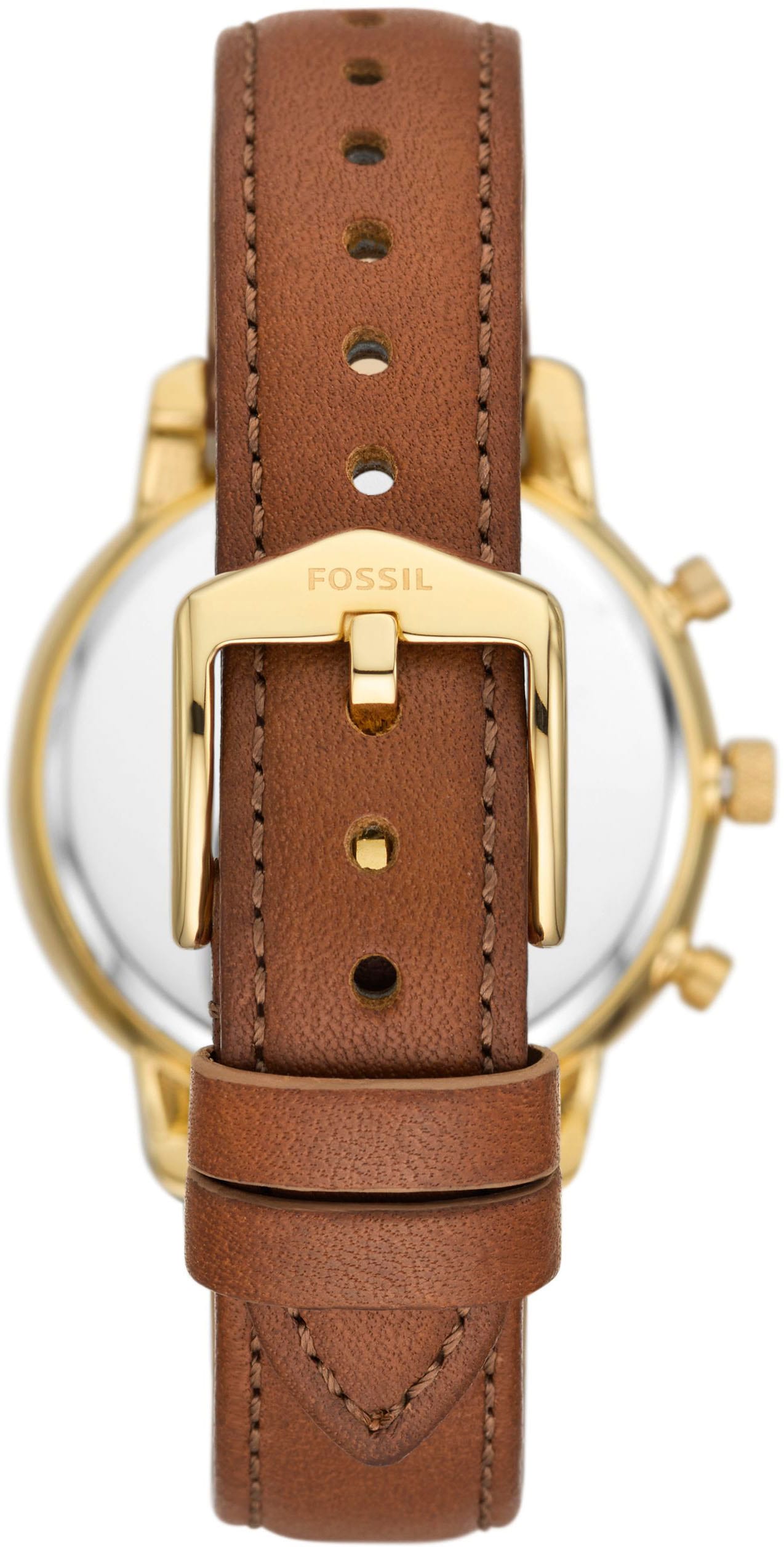 Fossil Chronograph »NEUTRA«, Quarzuhr, Armbanduhr, Damenuhr, Perlmutt-Zifferblatt, Lederarmband