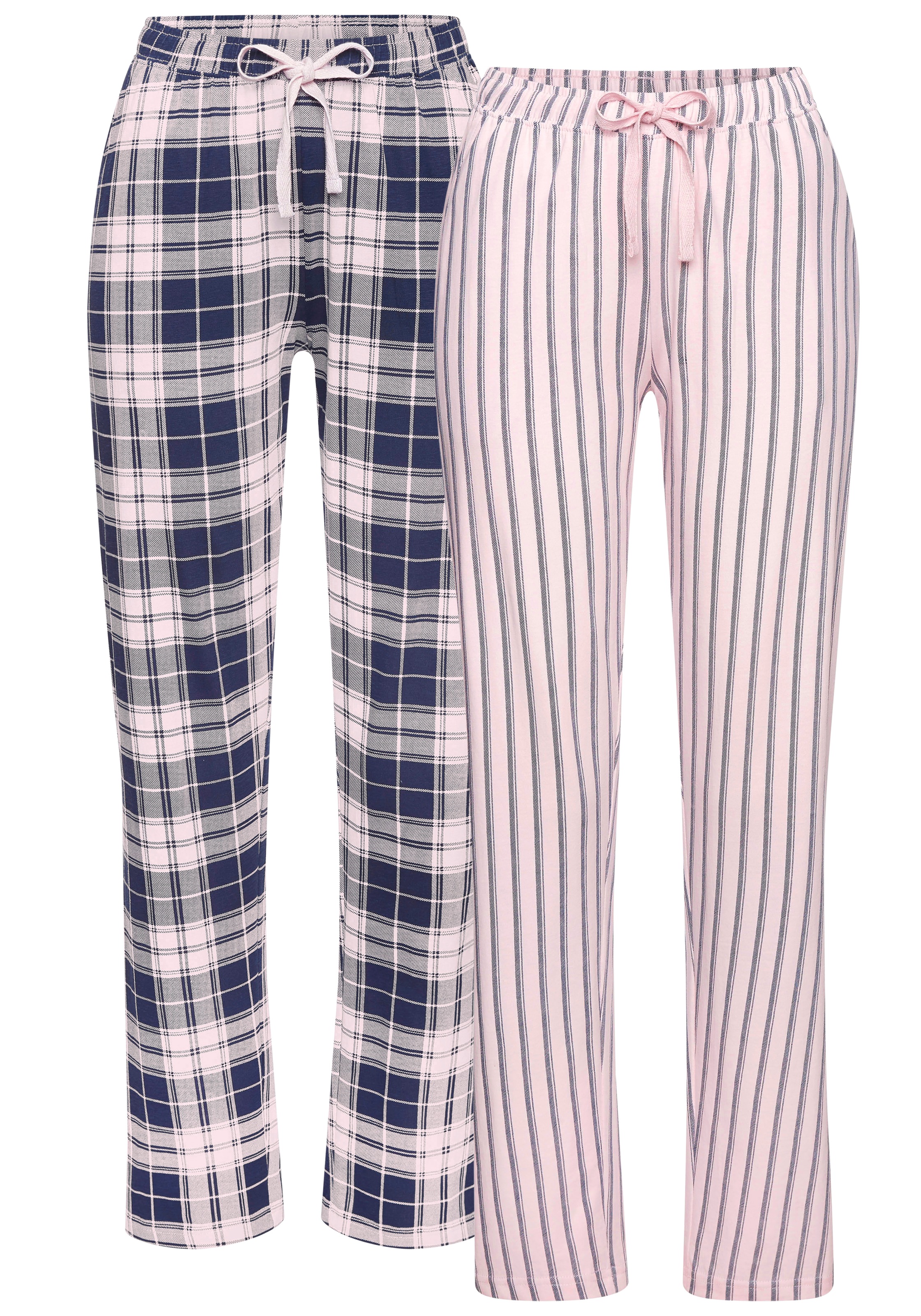 Vivance Dreams Pyjamahose, (Packung, 2 tlg.), Mit Streifen und Karos