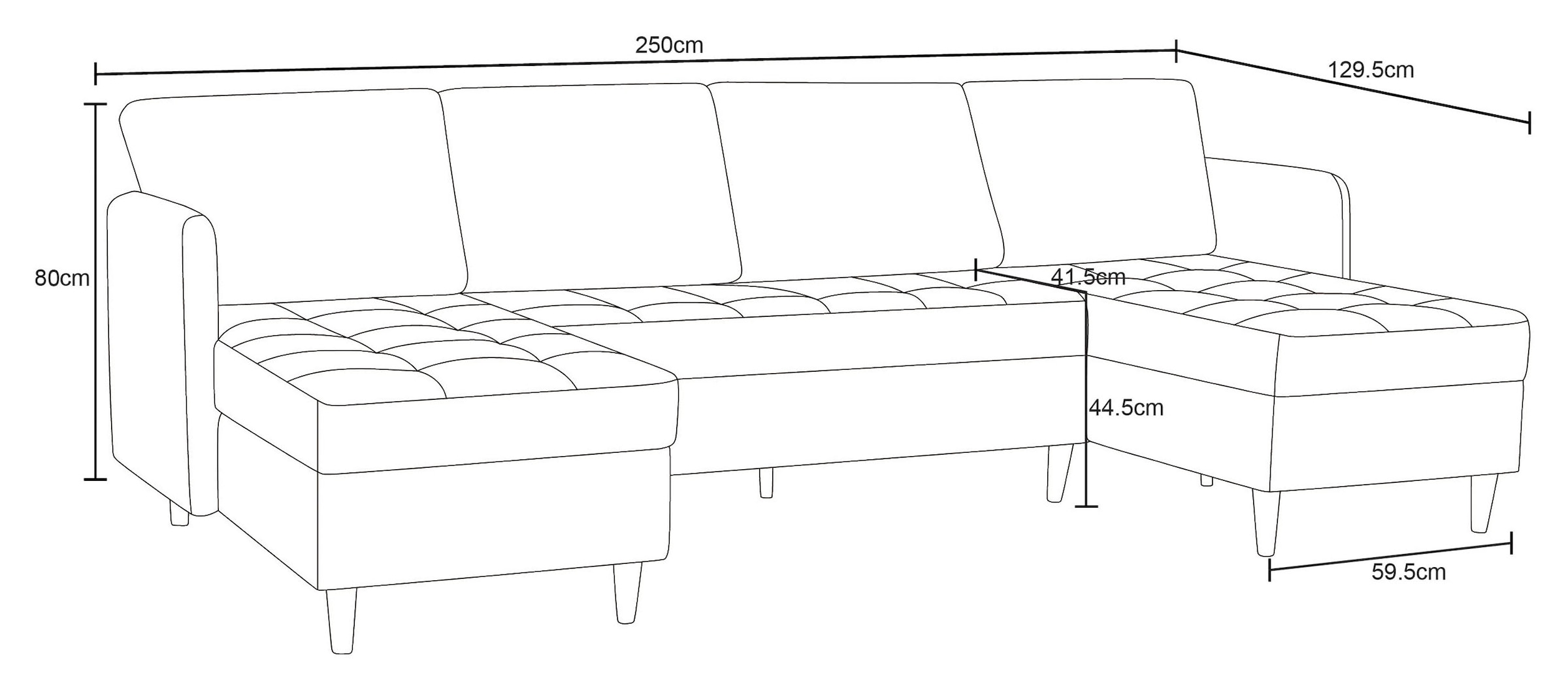 Dorel Home Wohnlandschaft »LINDHUS, Cord, Modulsofa, verschiedene Stellvarianten« Breite als U-Form (254cm) mit Verbindern fixierbar, Recamiere,Stauraum