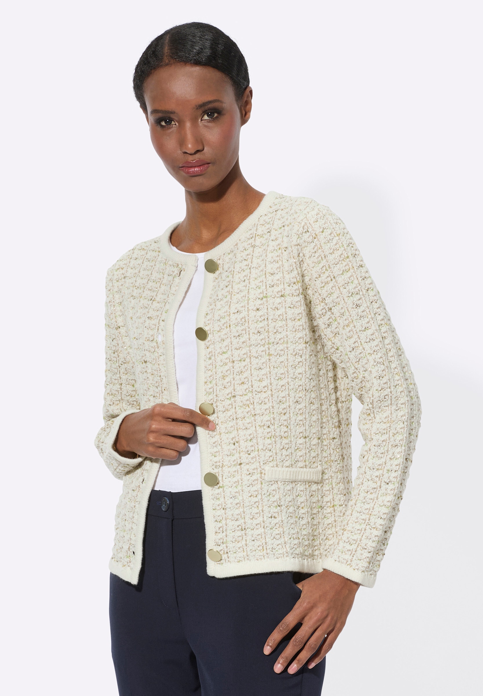 creation L Strickjacke »Woll-Mix-Strickjacke Strickjacke mit Woll-Anteil«