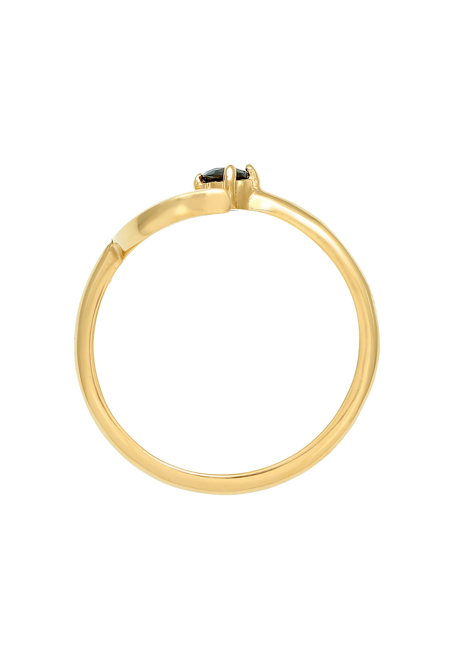 Elli Fingerring »Ring Halbmond Astro Offen Zirkonia Schwarz 925 Silber«