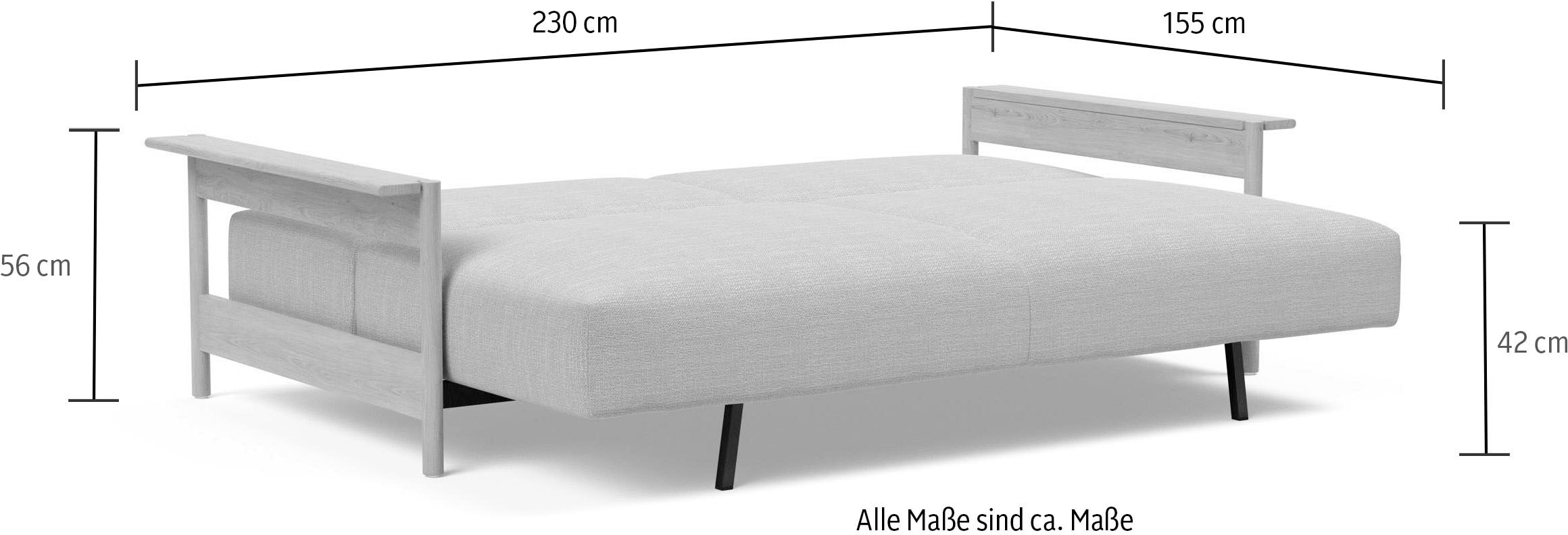 INNOVATION LIVING ™ Schlafsofa »MALLOY W 3-Sitzer, sehr bequem, hochwertige Verarbeitung«, hohe Rückenlehne, Dauerschläfer, stabile Armlehnen, Bettfunktion