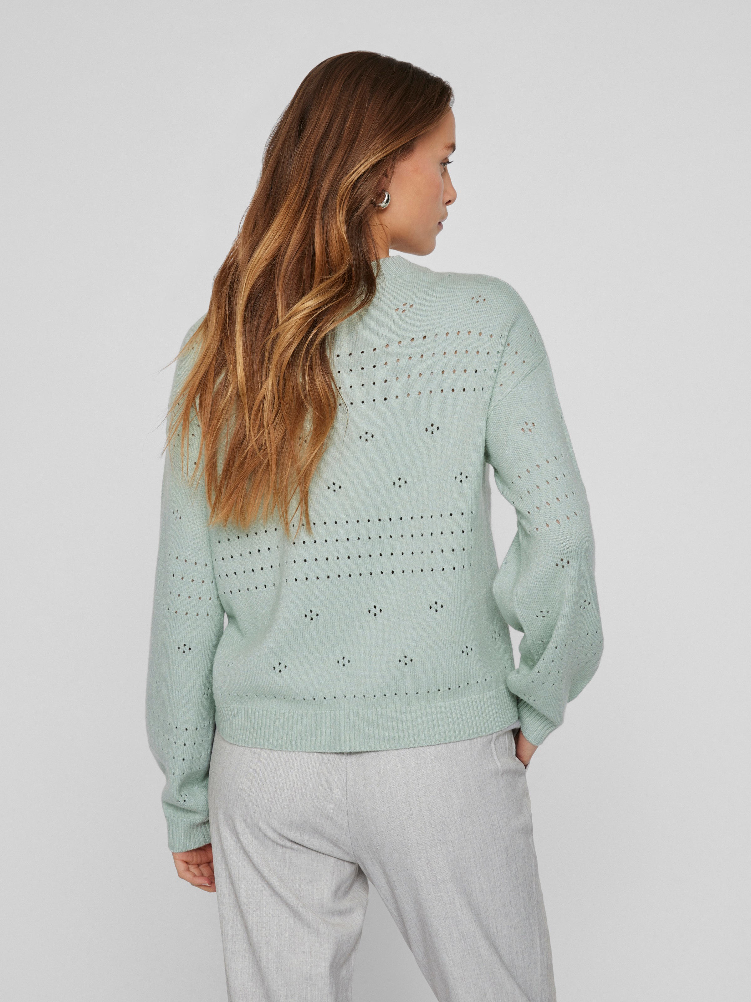 Vila Rundhalspullover »VIRIL L/S O-NECK POINTELLE KNIT TOP-NOOS«