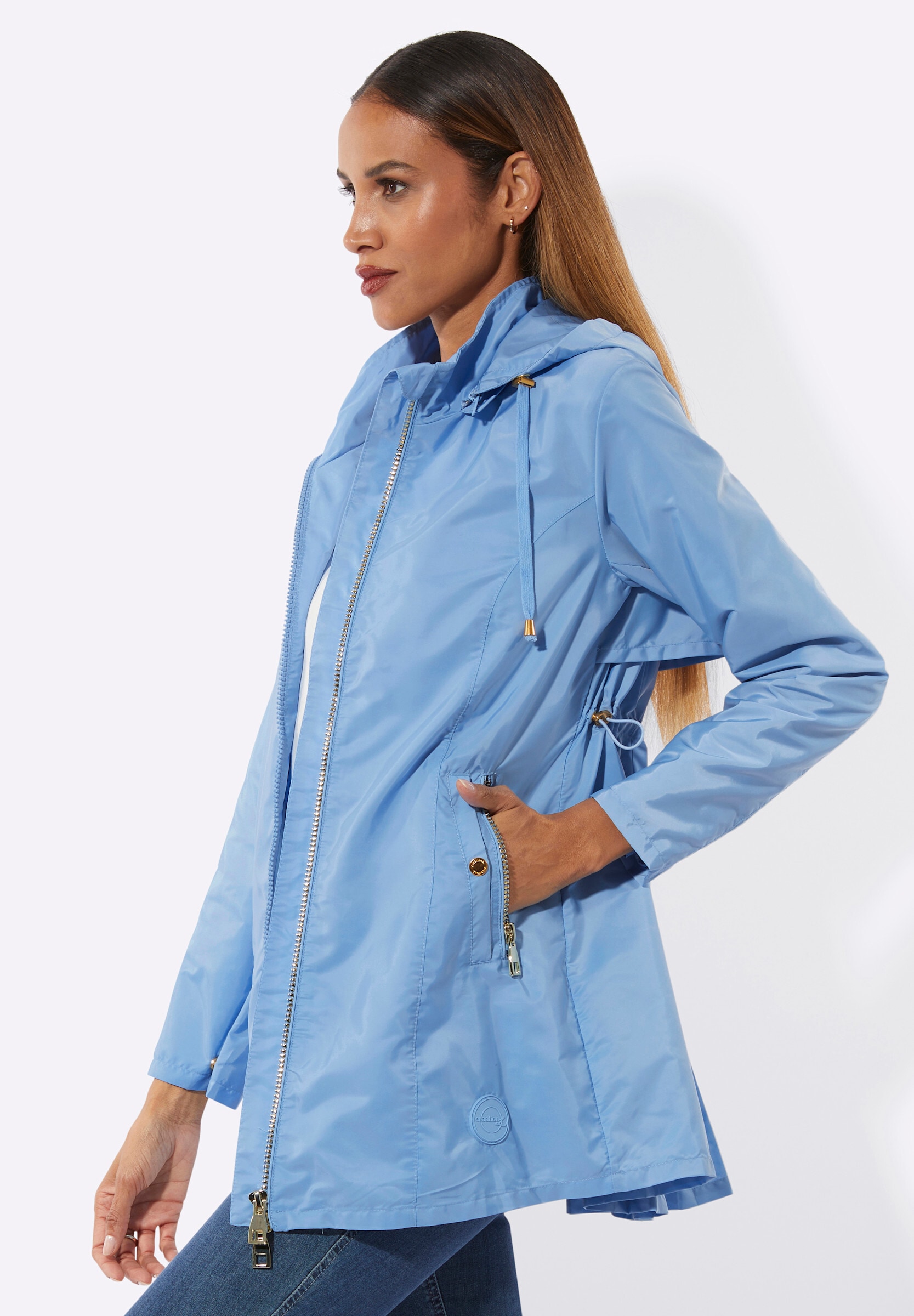 creation L Kurzjacke »Jacke Übergangsjacke mit Tunnelzug auf Taillenhöhe hinten« Abnehmbare Kapuze
