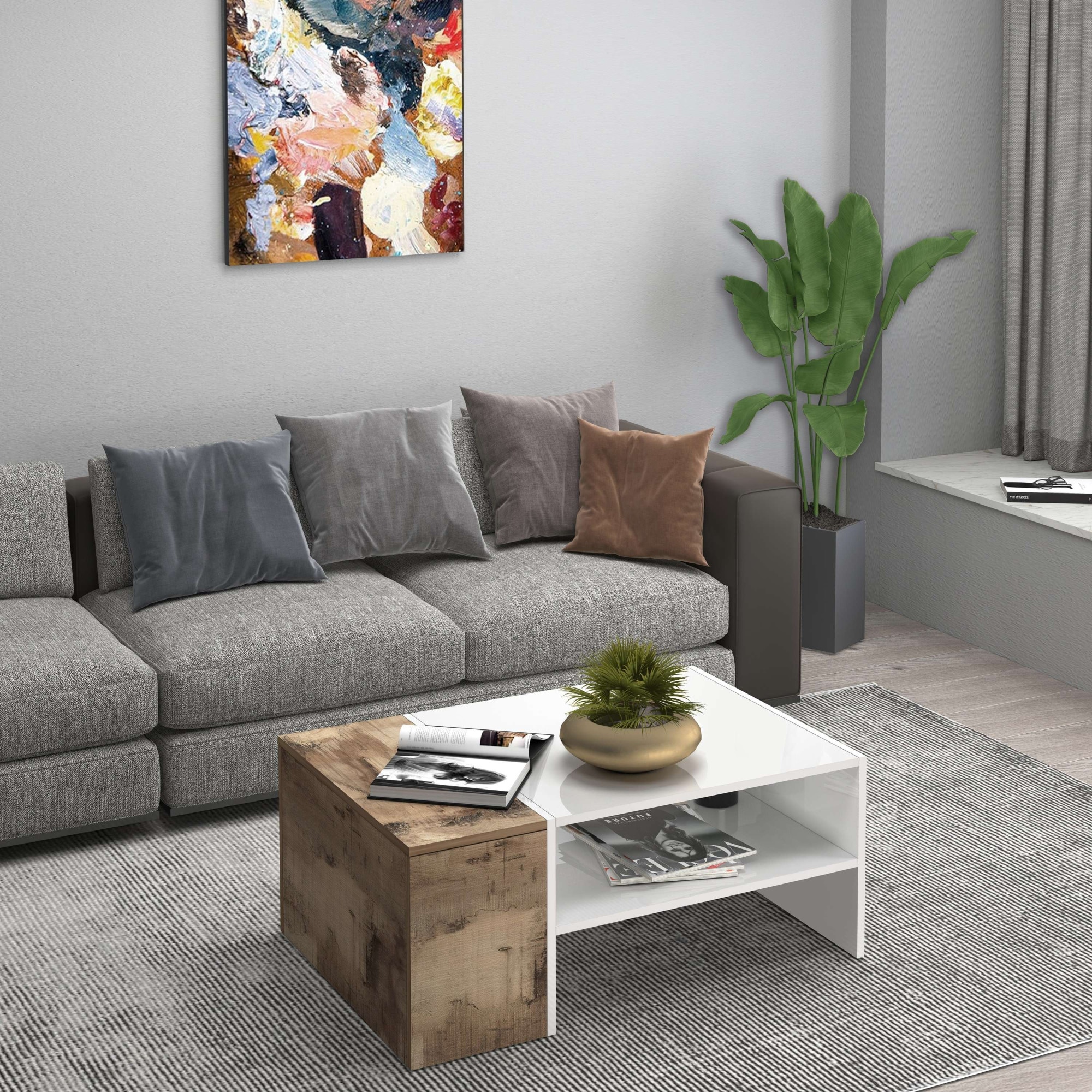 INOSIGN Couchtisch »Coro, Couchtisch, Couchtisch mit seitlichem Stauraum,Sofatisch«, Länge 90 cm, mit zwei Ablagefächern davon eines geschlossen