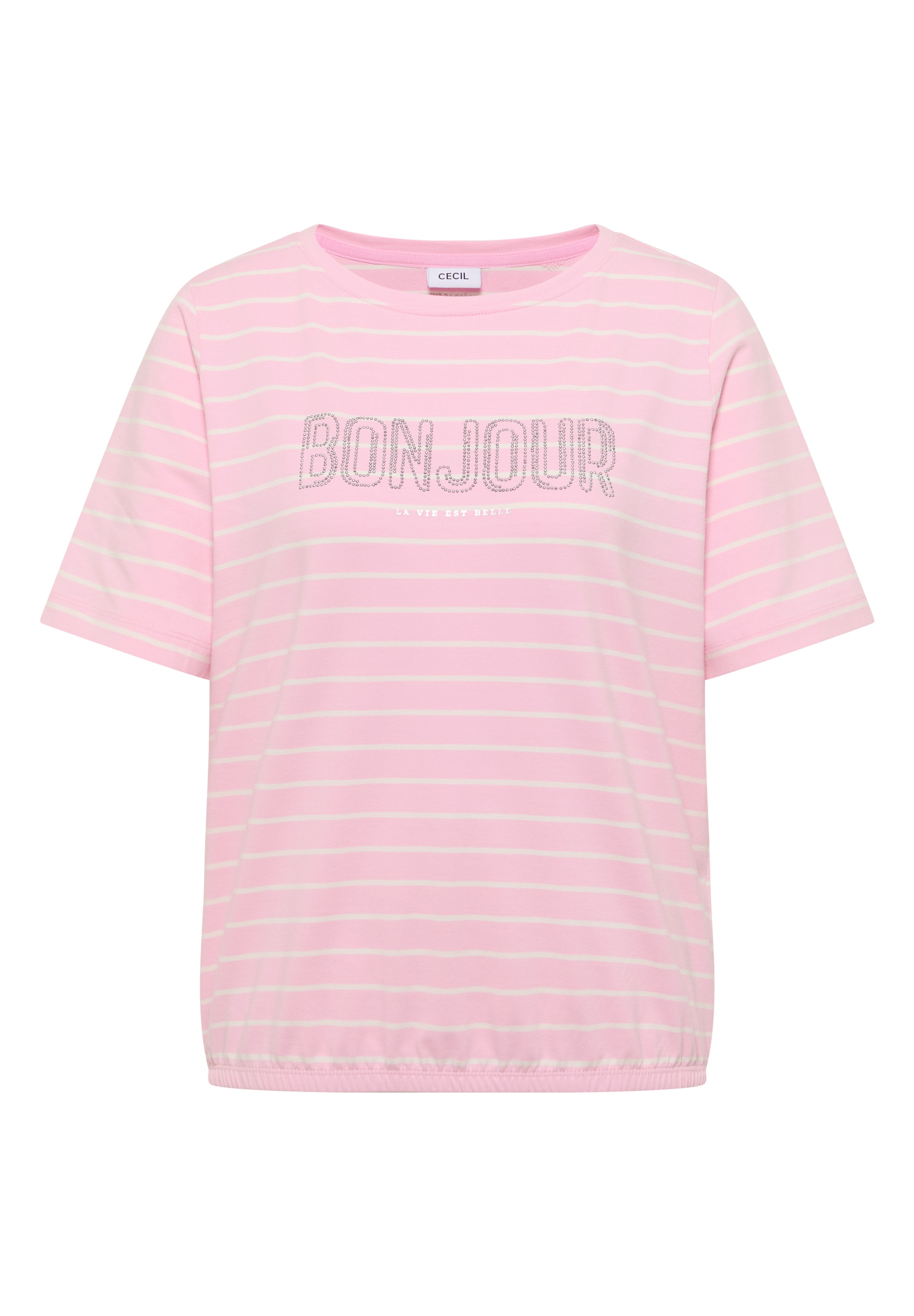 Cecil Kurzarmshirt Sommershirt mit Streifen und Wording