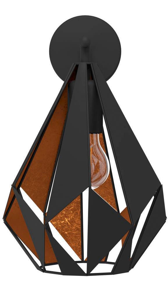 EGLO Wandleuchte »CARLTON 1« E27 1 Stk. Vintage Wandleuchte, Wandbeleuchtung, Metall, Schwarz, Kupfer, E27