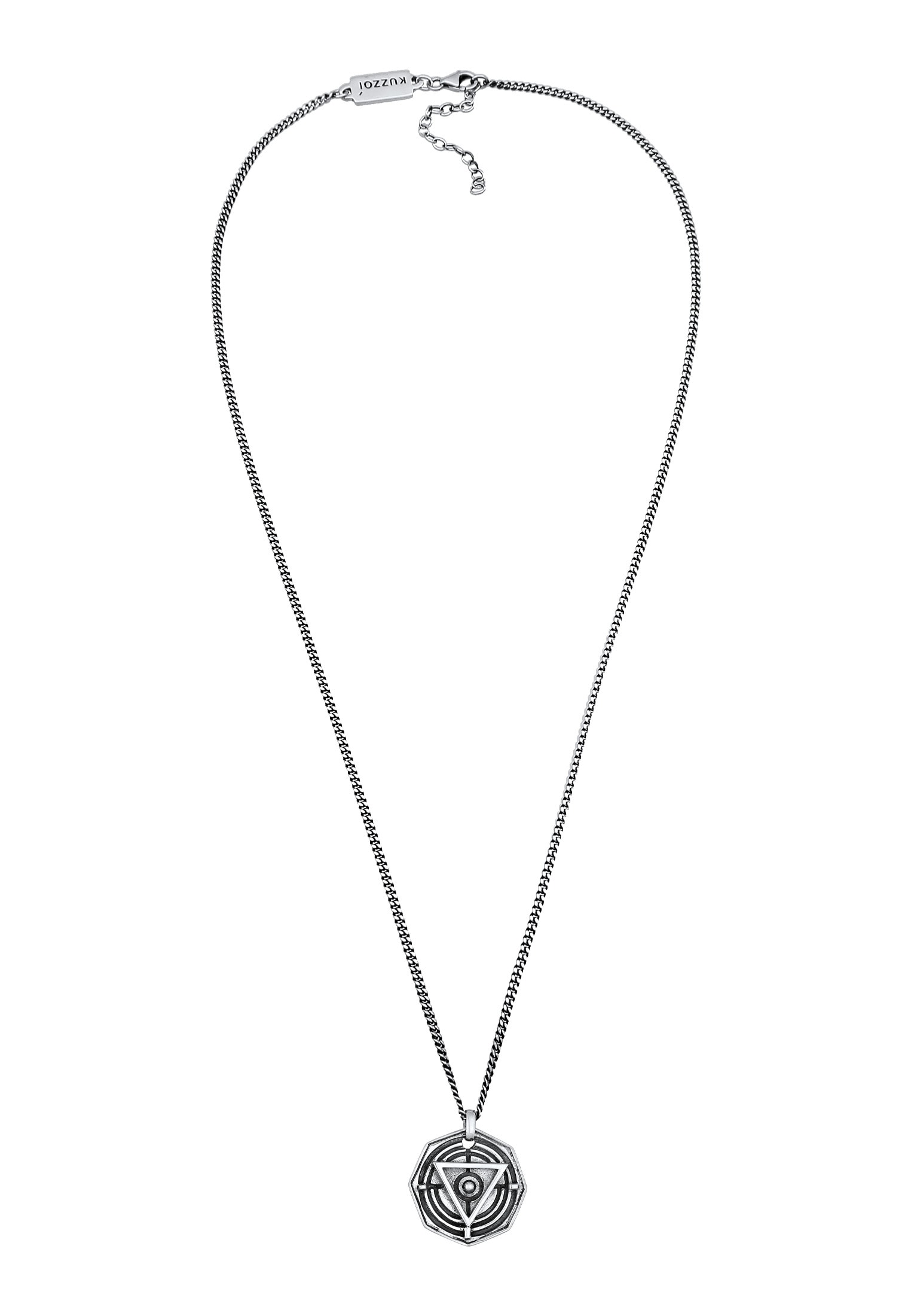 Kuzzoi Kette mit Anhänger »Halskette Herren Achteck Dreieck Kreis Symbol 925 Silber«