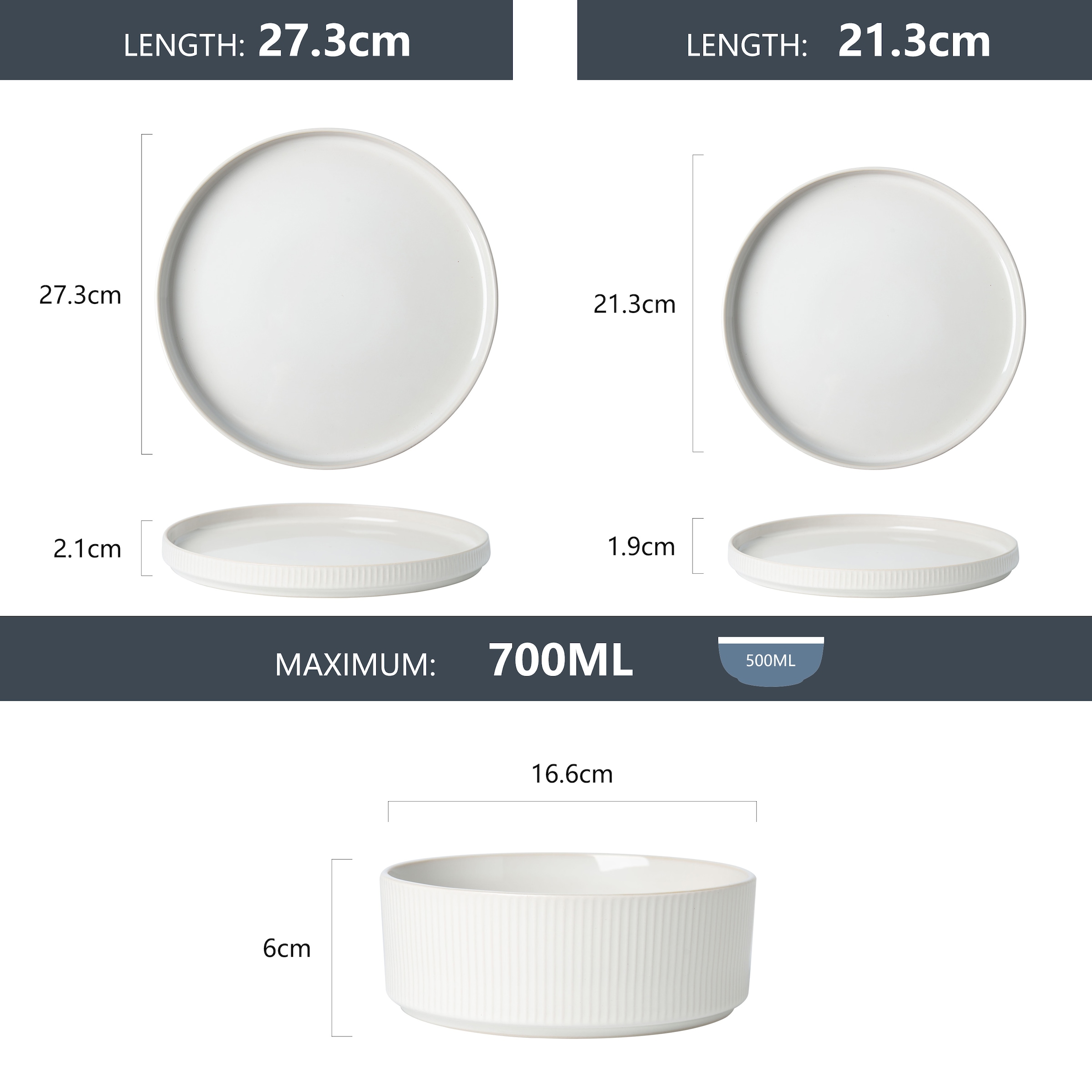 OTTO home Geschirr-Set »Ylvii, außen matt, innen reaktiv glasiert« spülmaschinenfest und mikrowellengeeignet