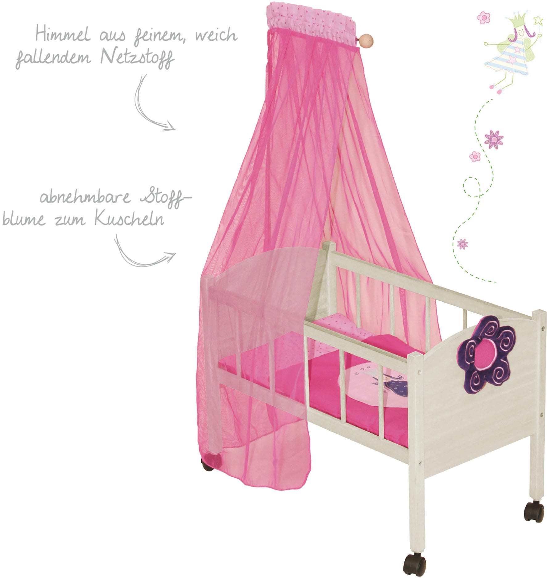 roba® Puppenbett »Happy Fee«, mit Himmel