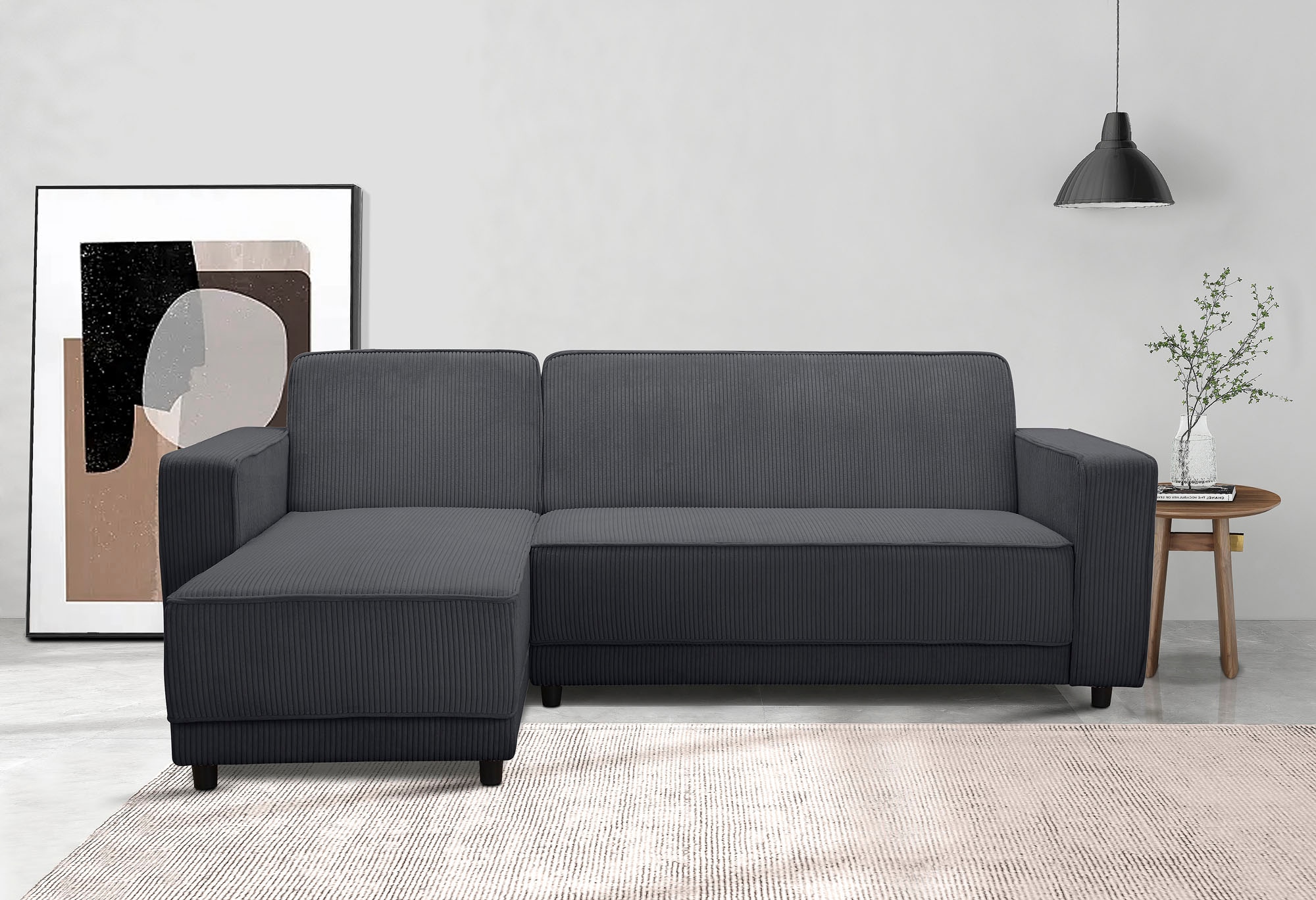 Dorel Home Ecksofa »Allie Schlafsofa 230 cm mit Relaxfunktion in der Rückenlehne«, Schlaffunktion (108/194,5cm), trendiger Cord o. pflegeleichter Velours