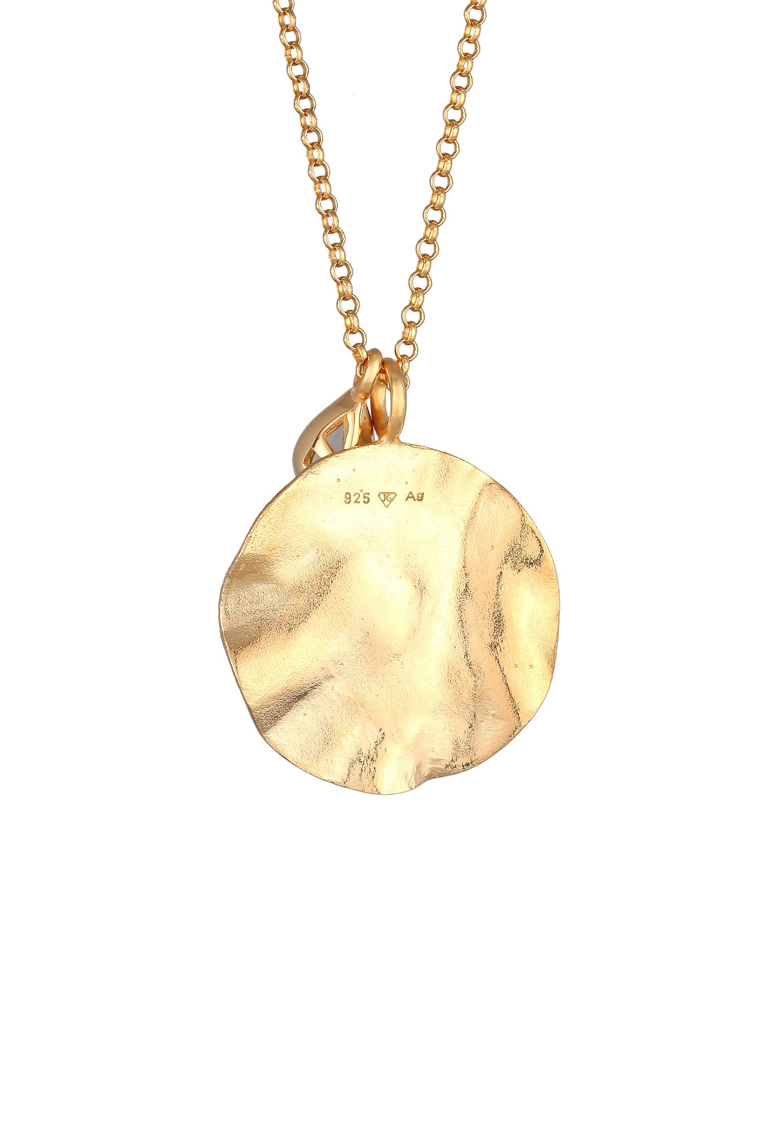 Elli Premium Lange Kette »Halskette Organic Münz Design Mondstein Tropfen 925 Silber«
