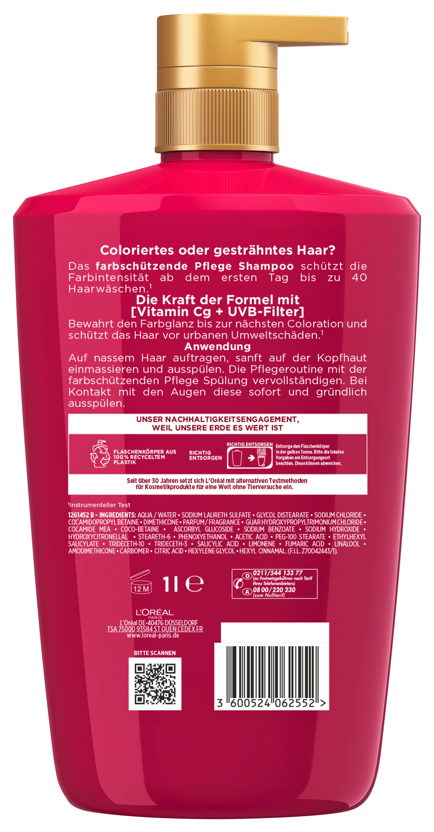 L'ORÉAL PARIS Haarshampoo »Elvital Shampoo Color Glanz« Mit Farbschutz für längere Leuchtkraft, mit UVA-/UVB-Filter.