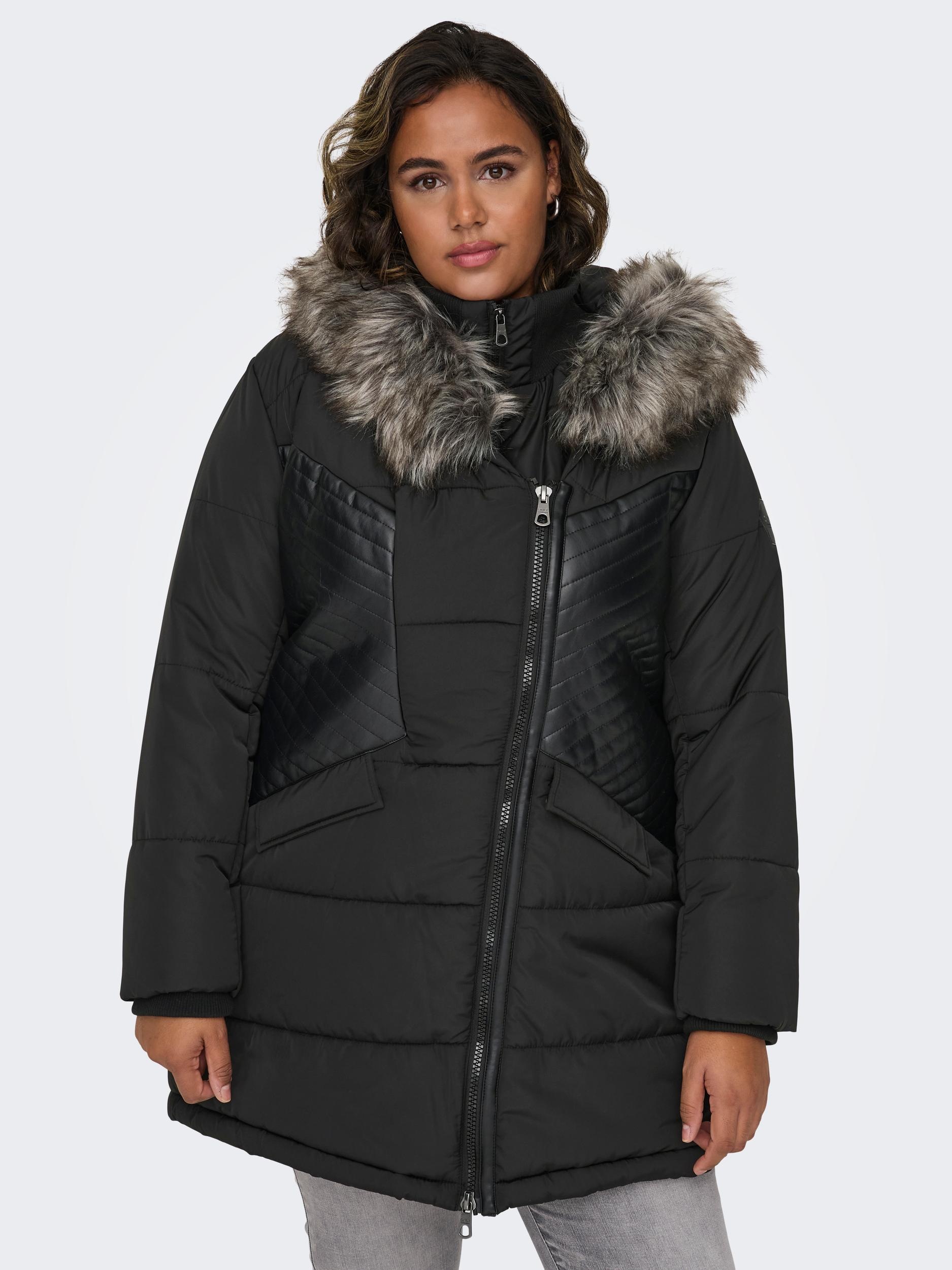 ONLY CARMAKOMA Steppjacke »CARLITTA FUR HOOD COAT CC OTW«, mit Kapuze
