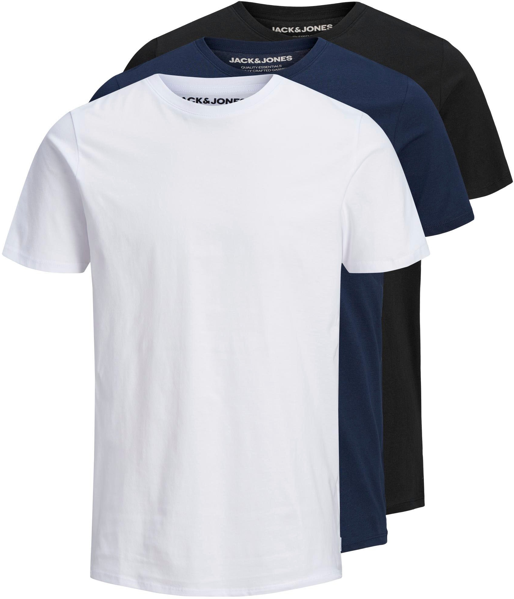 Jack & Jones Rundhalsshirt »JJEORGANIC BASIC TEE SS O-NE 3PK MP NOOS«, (Packung, 3 tlg.)