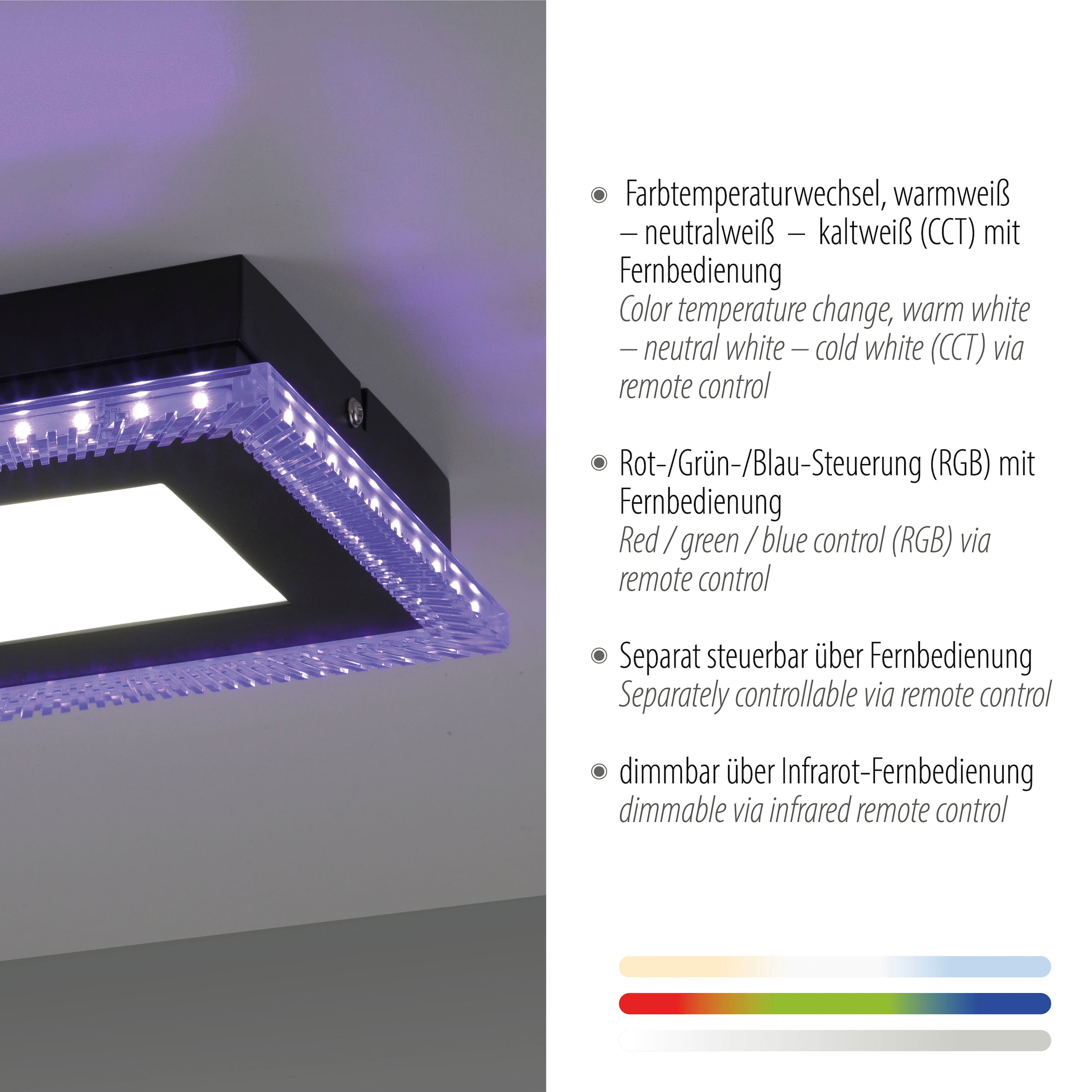 JUST LIGHT LED Deckenleuchte »ACRI«, 2 flammig, Leuchtmittel LED-Board-LED-Board | LED fest integriert-LED fest integriert