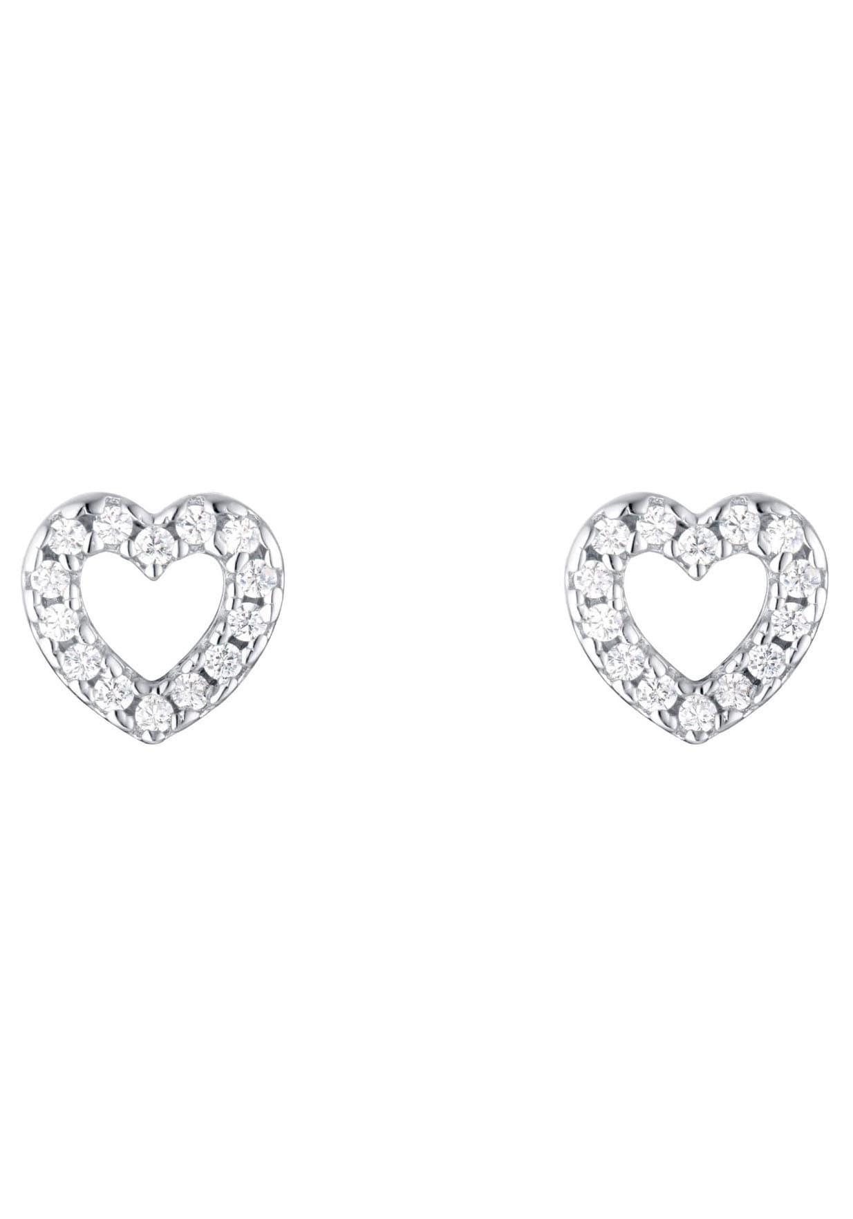 Amor Paar Ohrstecker »Shiny Heart, 2028107«, (2 tlg.), mit Zirkonia (synth.)