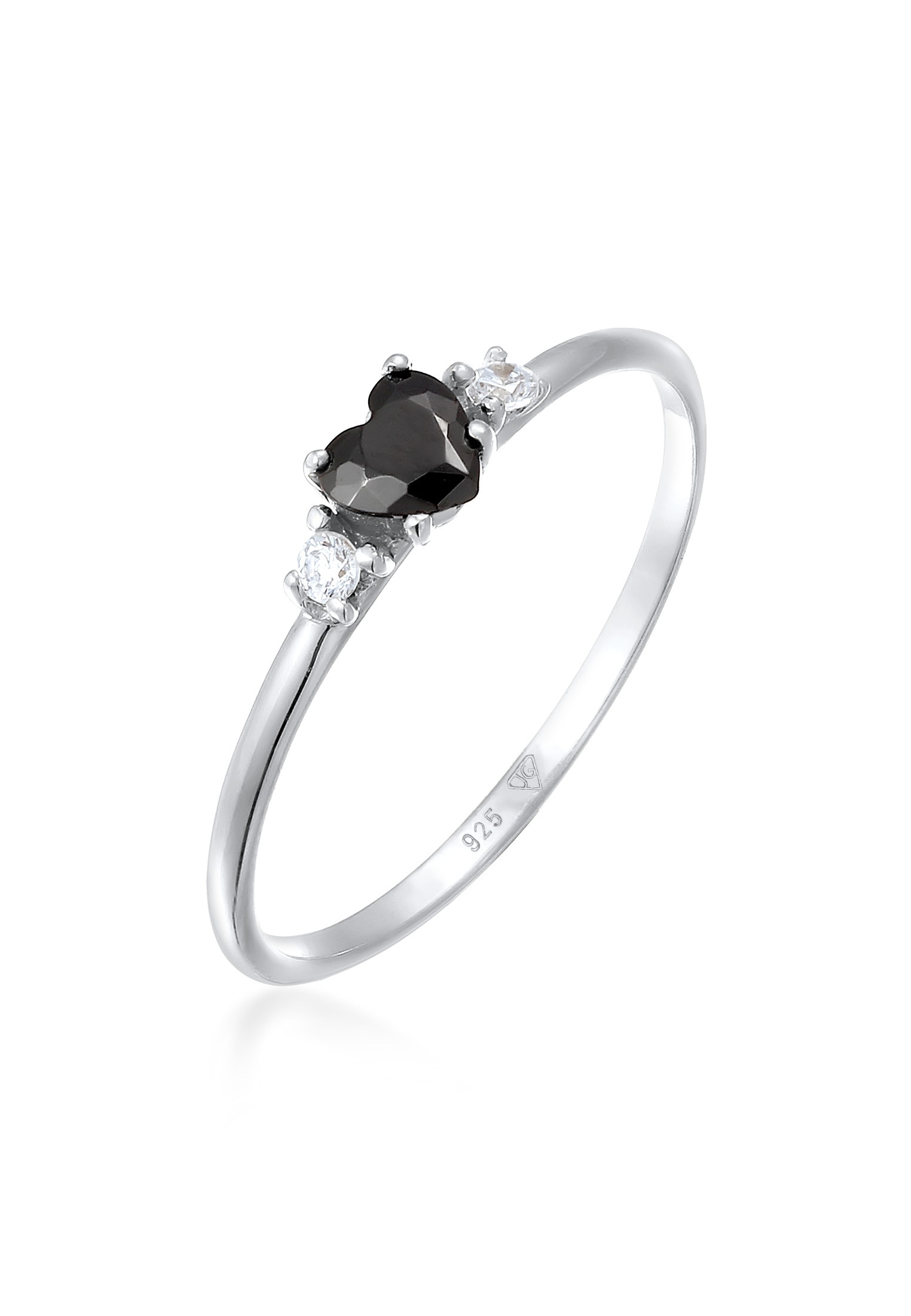 Elli Silberring »Ring Herz Zirkonia Schwarz Liebe 925 Sterling Silber«