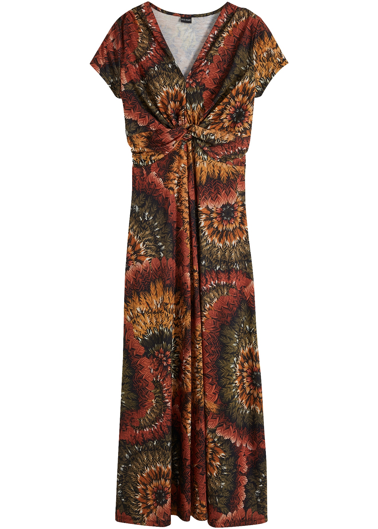 bonprix Maxikleid ausgestellte Passform, aus Jersey-Material aus Polyester und Elasthan