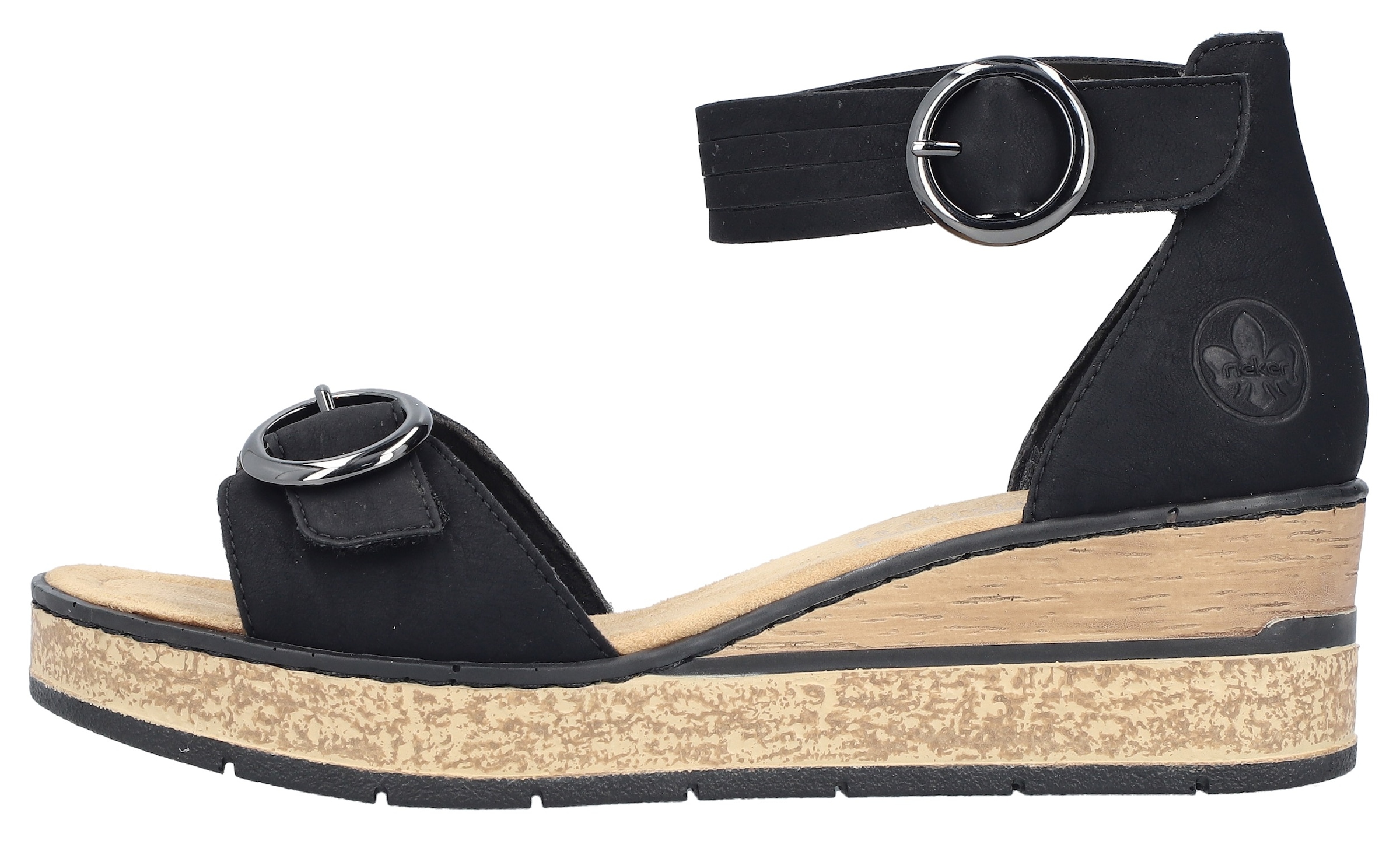 Rieker Keilsandalette  Sommerschuh, Urlaubsschuh, Sandale mit trendy Fesselriemchen