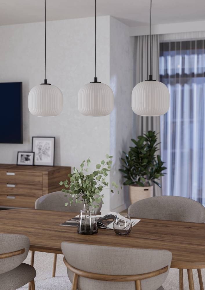 EGLO Hängeleuchte »MANTUNALLE Pendellampe, Stahl, Glas, IP20, E27, Esstischlampe, Lampe«, 3 flammig, Leuchtmittel E27 | ohne Leuchtmittel, Elegante Hängelampe für Esszimmer, Küche oder Wohnzimmer