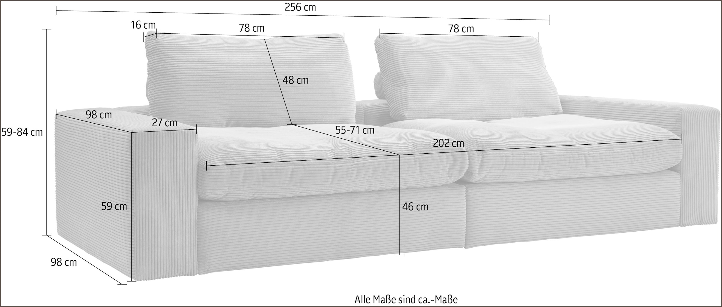 alina Big-Sofa in Cordstoff kaufen Sitz bei modernem »Sandy«, losen Rückenkissen, mit OTTO und