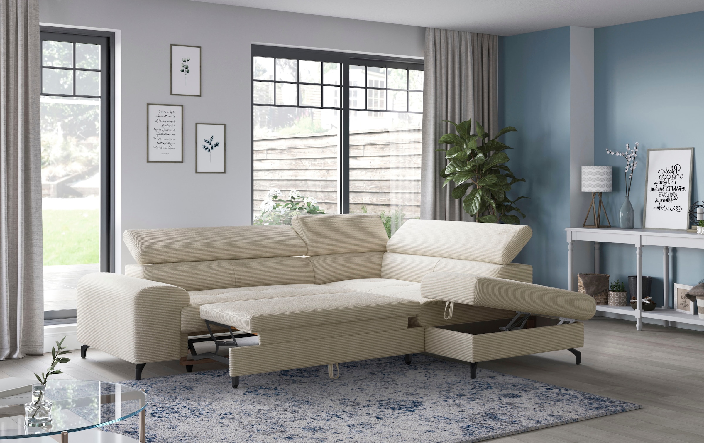 COTTA Ecksofa »Aura L-Form«, mit Schlaffunktion, Bettkasten und Kopfteilverstellung