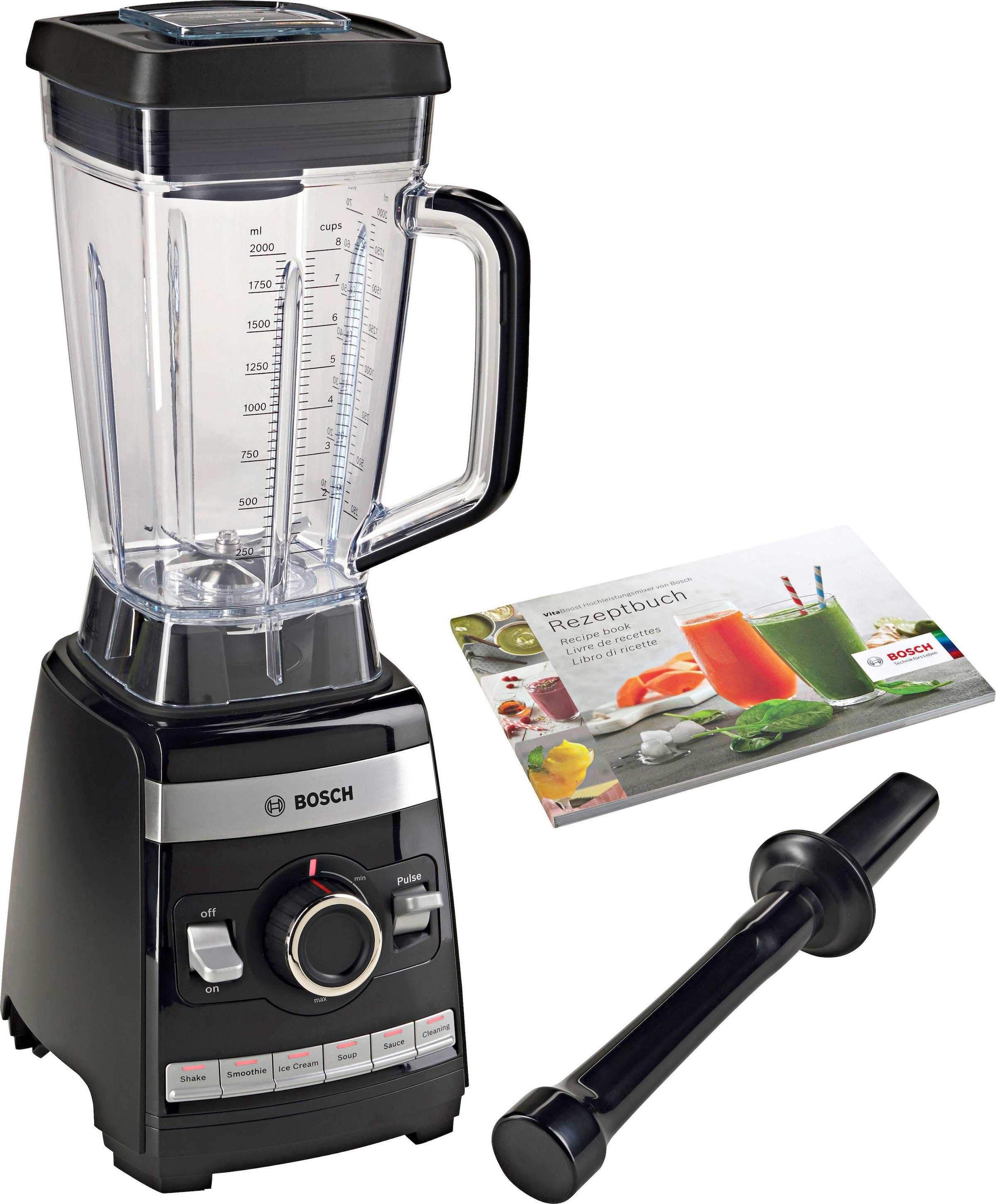 BOSCH Standmixer »VitaBoost Stößel, 45.000 OTTO W, bei Edelstahl, 6 U/Min MMBH6P6BDE«, online Rezeptbuch, 1600 Programme, 6-Klingen