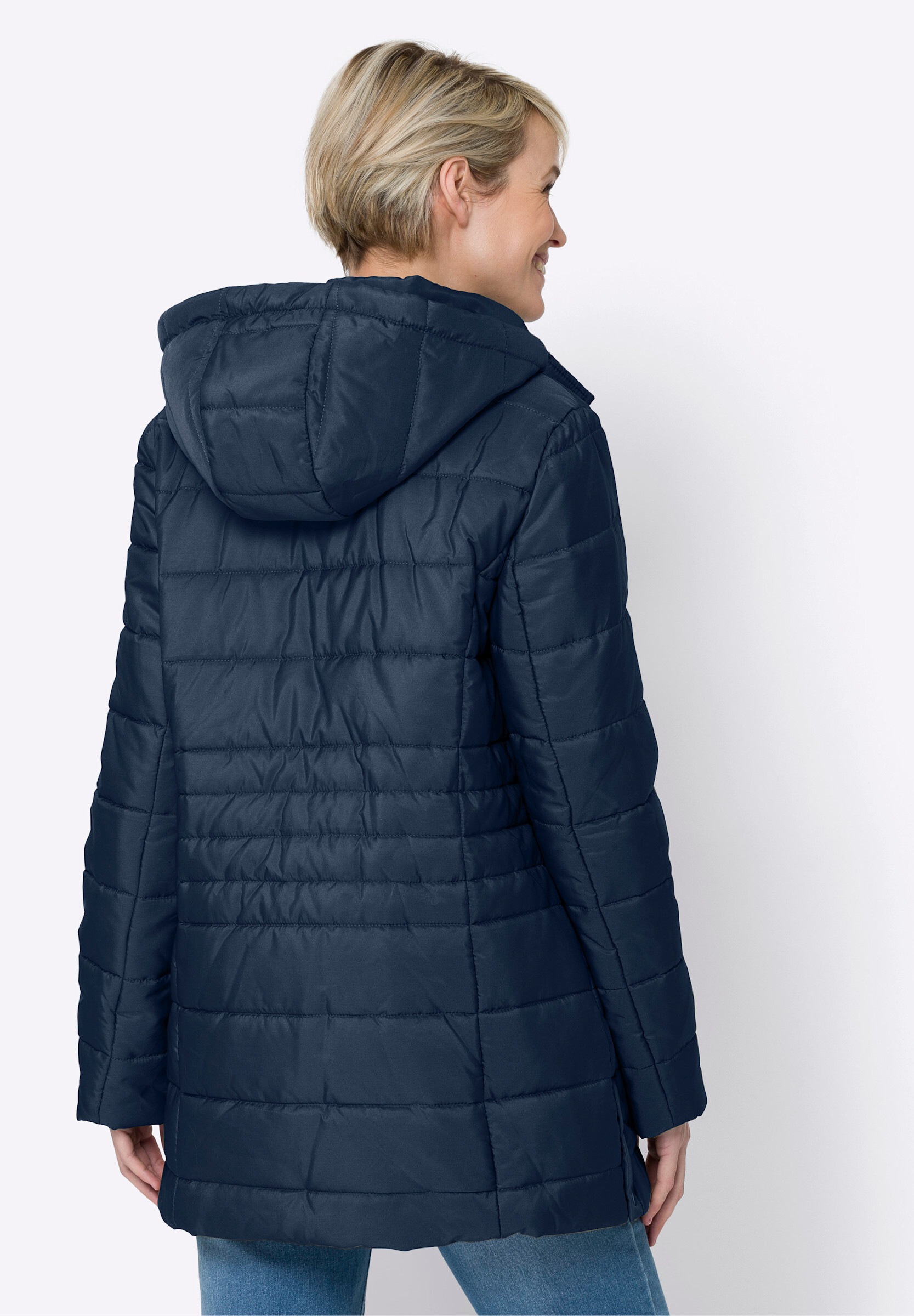 Sieh an! Steppjacke »Steppjacke Steppjacke mit seitlichen Druckknöpfen« Abnehmbare Kapuze