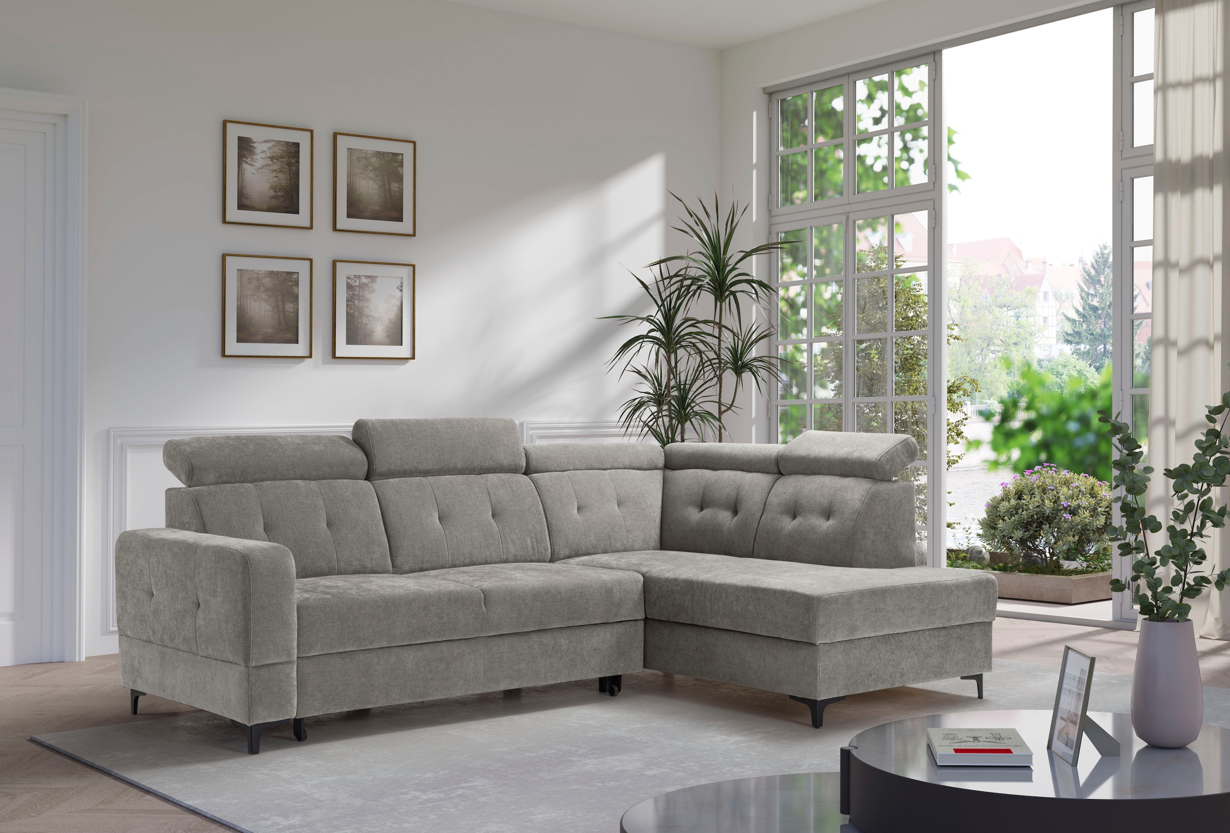 exxpo - sofa fashion Ecksofa »Monte, Kopfteile verstellbar, optional mit Bettfunktion & Bettkasten« L- Form, mit Kopfteilverstellung, optional Bettfunktion und Bettkasten