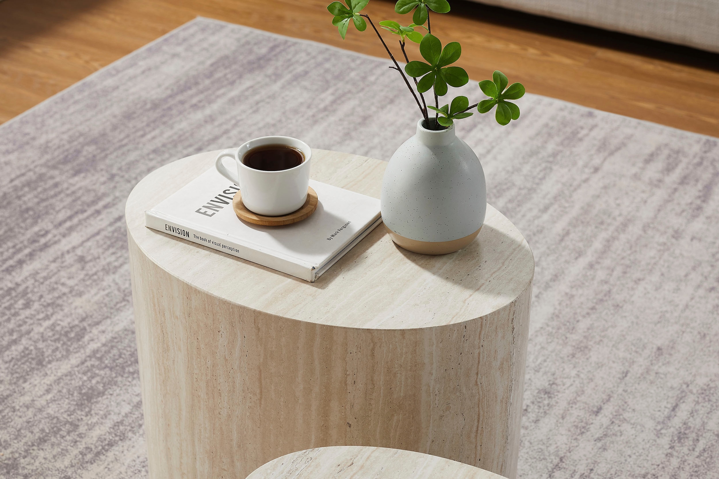 SalesFever Couchtisch »Almeria Beistelltisch«, (Set, 2 St., 2er Set), oval, in Travertinoptik