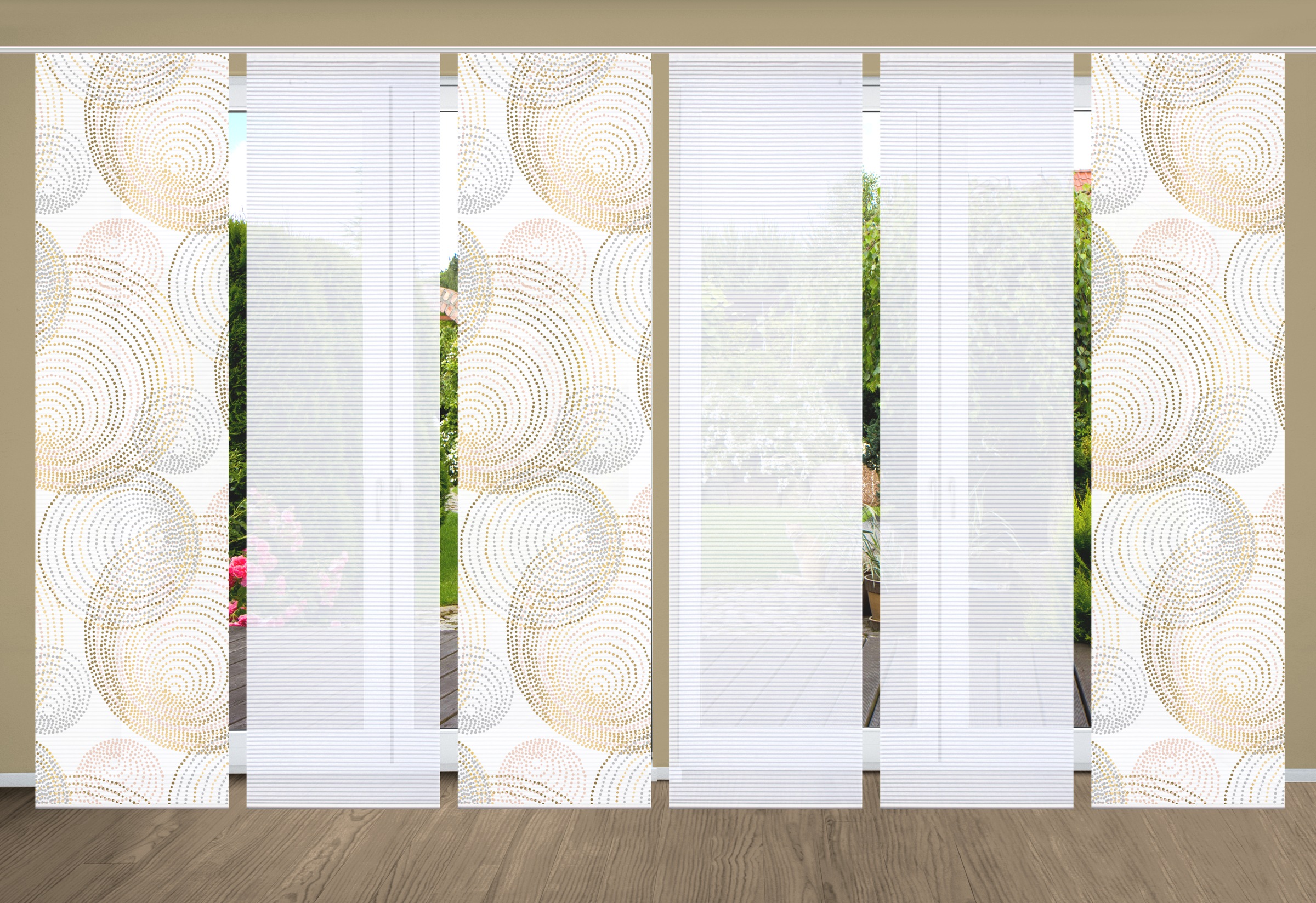 HOME in green Schiebegardine »SPIRO« Paneelwagen 6 Stk. tlg. SET DIGITALDRUCK,BAMBUSOPTIK RECYCELT