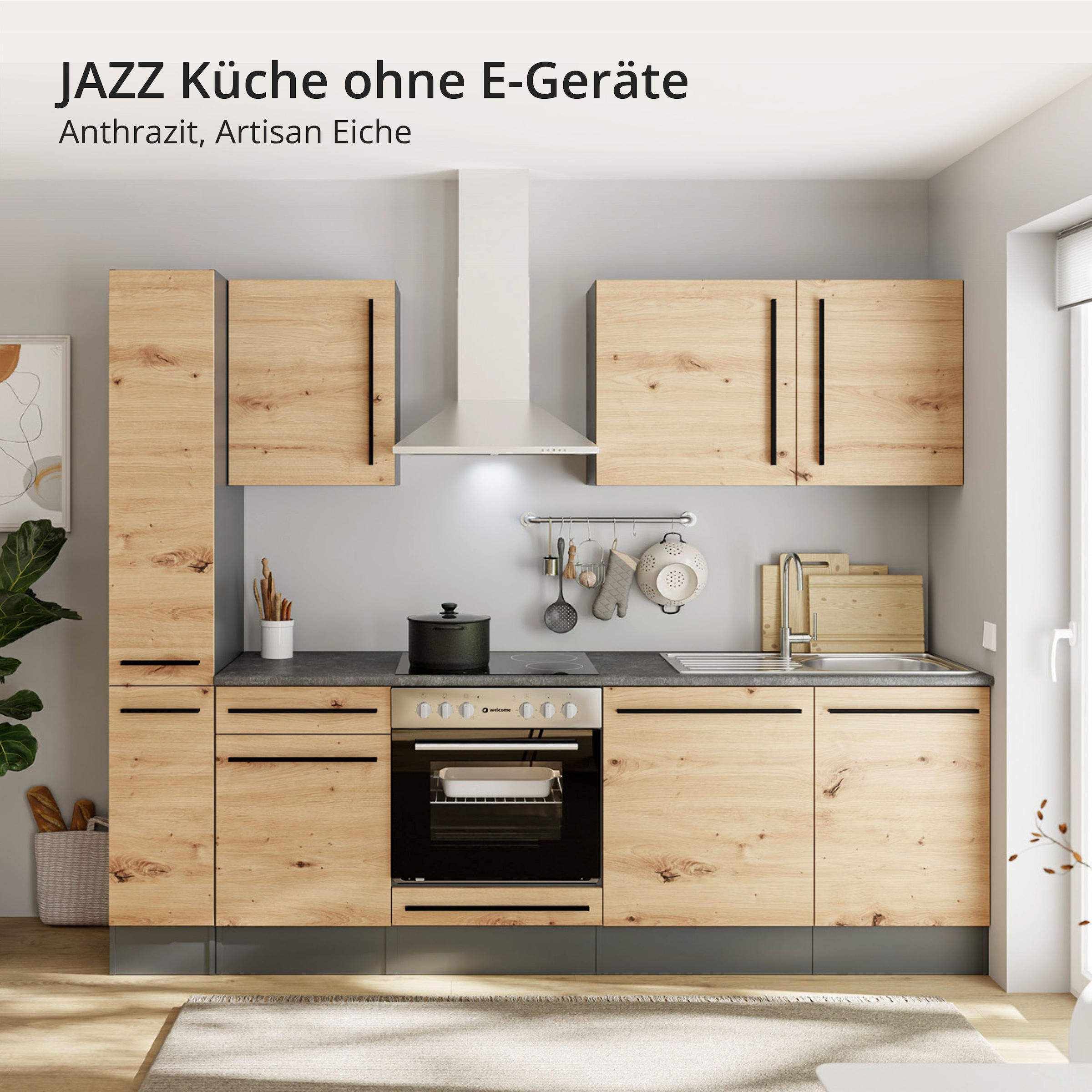 BASIC by Balculina Küchenzeile »Jazz« Breite 250 cm, wahlweise mit E-Geräten
