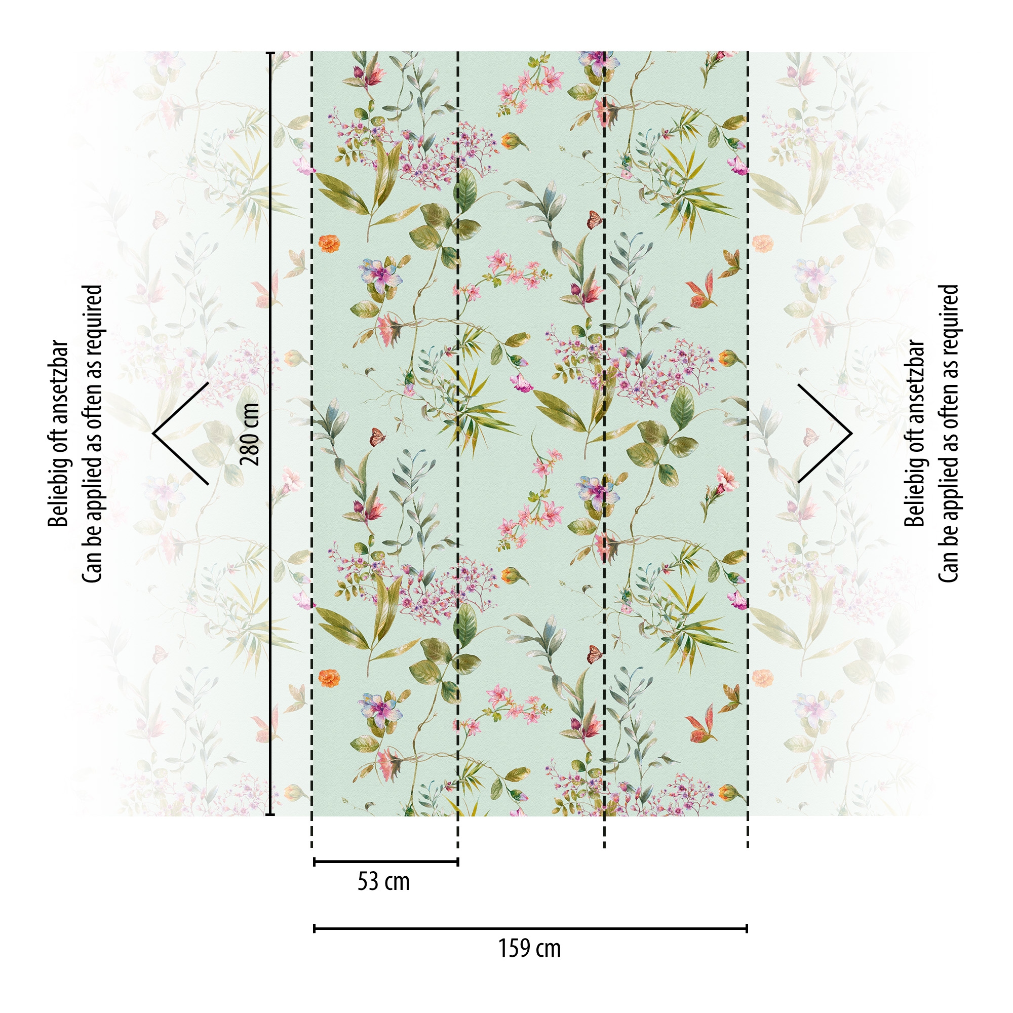 living walls Fototapete »THE WALL III Blumen-Tapete Motivtapete Blümchen Blumen« matt glatt Vliestapete floral für Schlafzimmer Küche Wohnzimmer Blumen Design