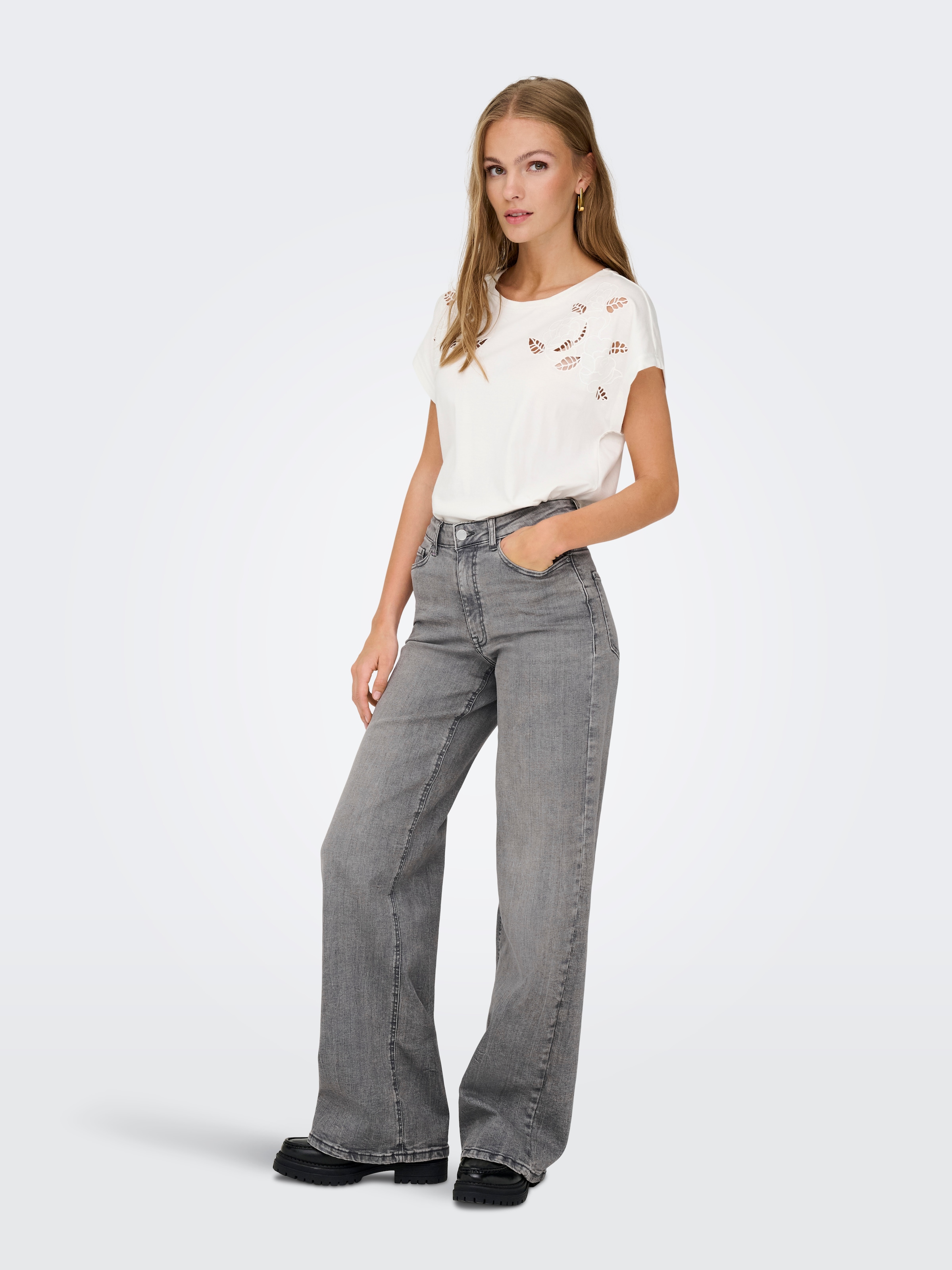 JDY High-waist-Jeans »JDYFELINA-FINA HW WIDE JNS LT GREY DNM«