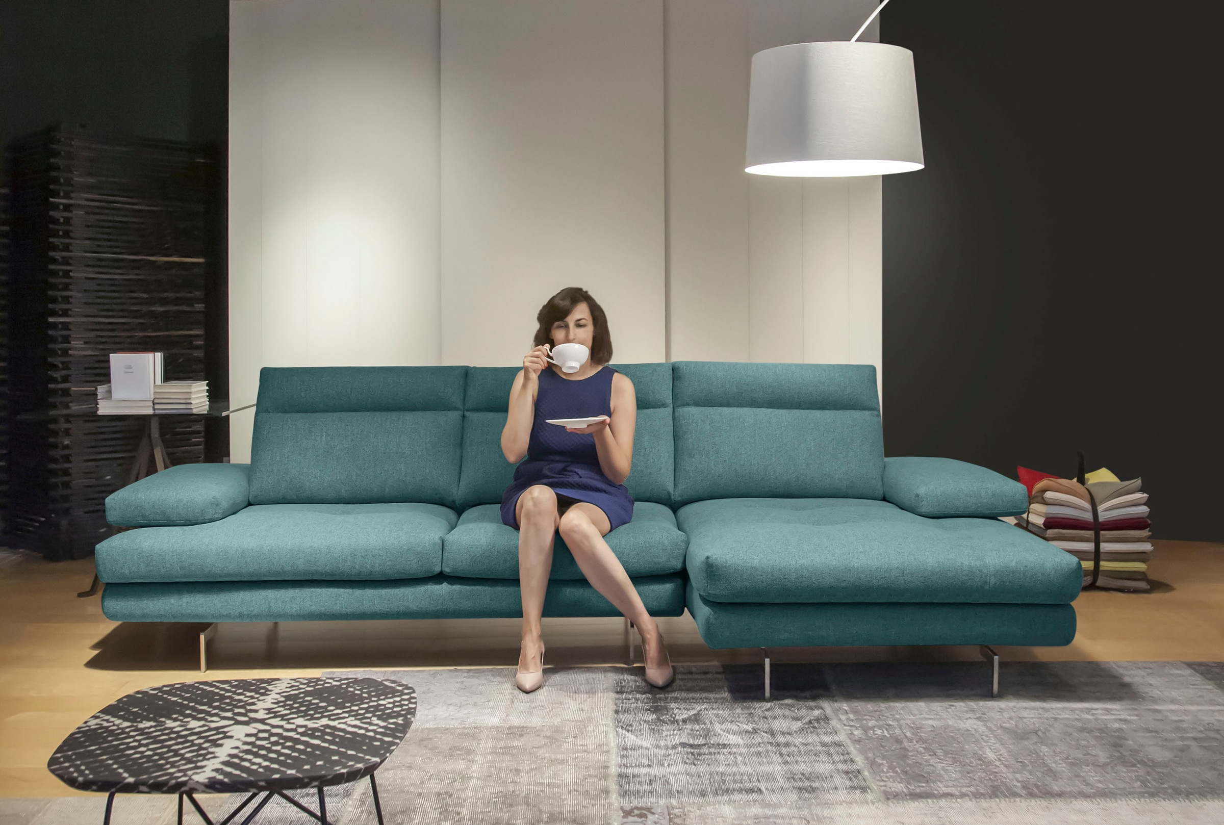 CALIA ITALIA Ecksofa »Toby Wing, L-Form, Designsofa mit sensationellem Sitzkomfort«, inklusive Sitztiefenverstellung, Füße in chrom glänzend