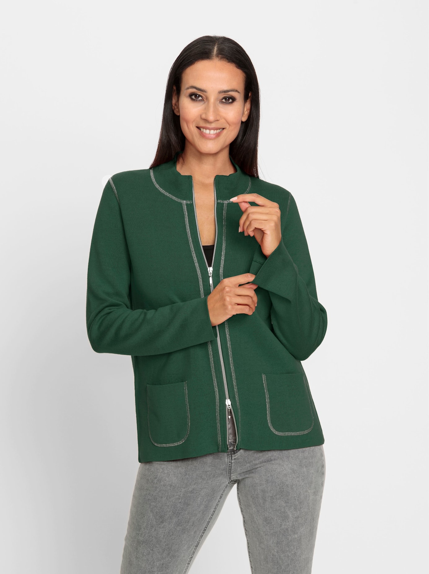Heine Damen Strickjacke in grün, Größe 42
