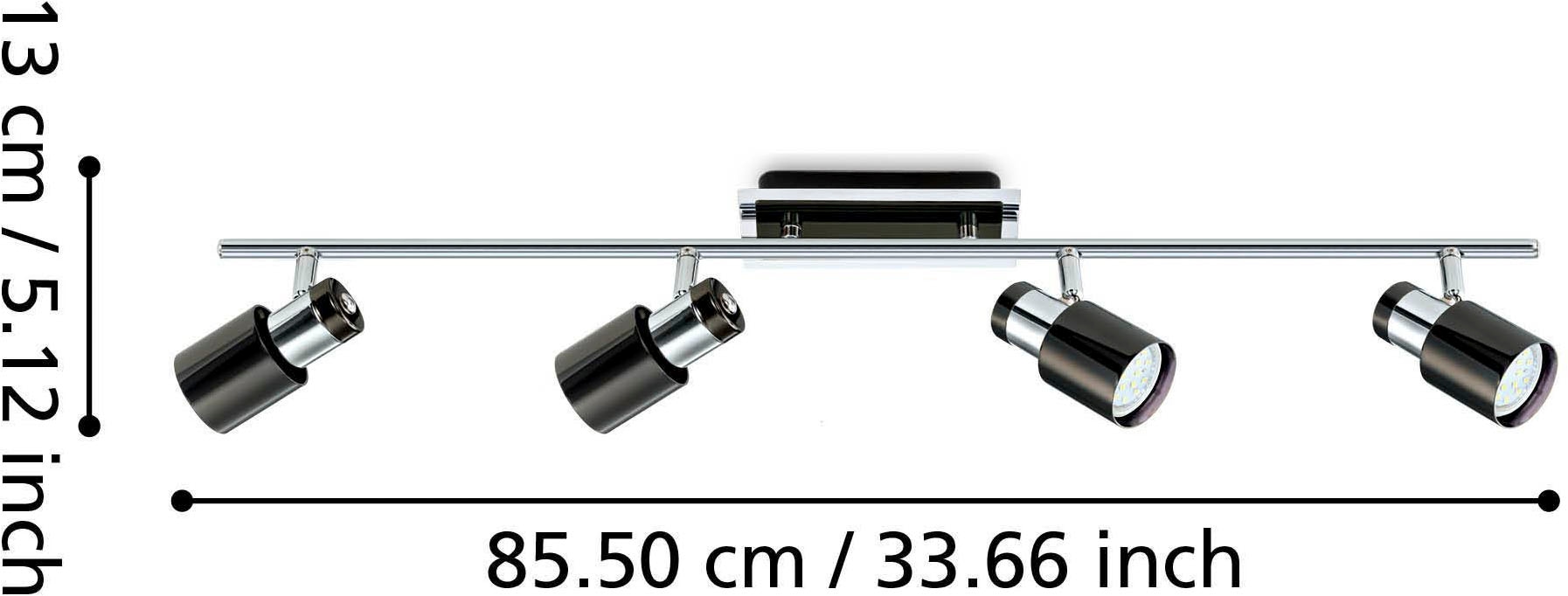 EGLO Deckenleuchte »Davida 1 Deckenlampe, Deckenspot aus Metall, Wohnzimmerlampe, GU10« GU10 1 Stk. Spot - L78 x B7 cm - nickel-nero - 4X4,6W inkl.