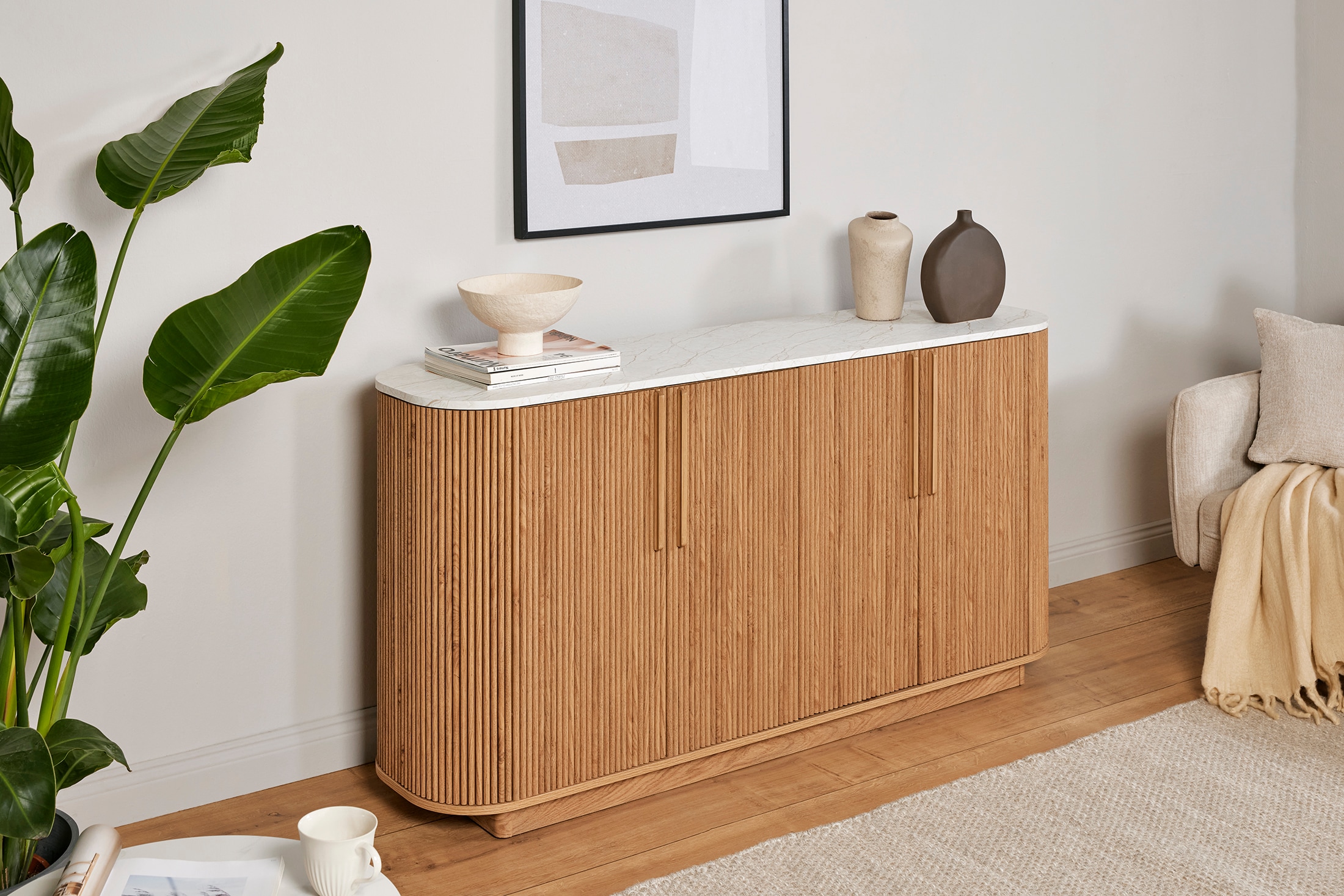 Jahnke Sideboard »STRING SB 160« 1 Stk. tlg. Sideboard, 4-türig, Marmor-Look, Breite 159,5 cm