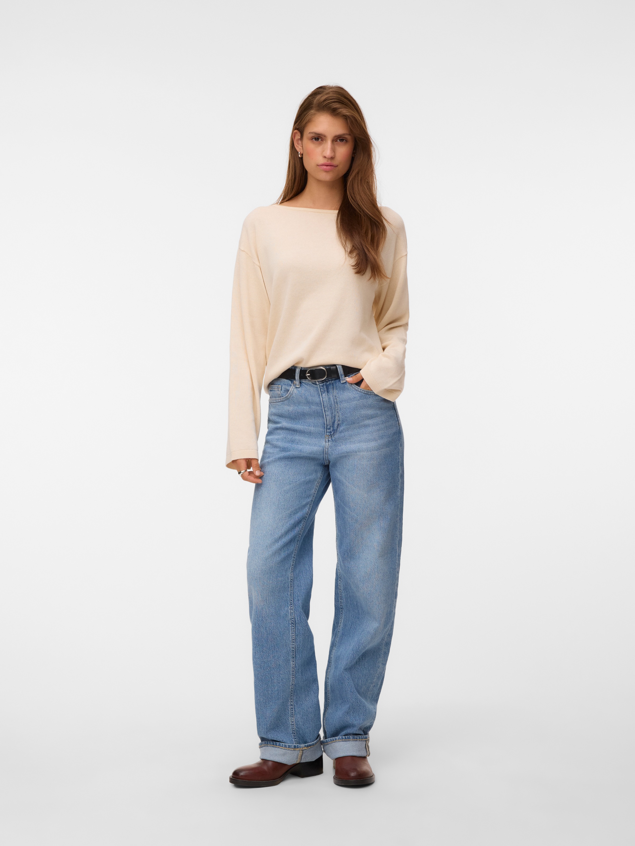 Vero Moda Strickpullover »VMNOMA LS BOATNECK PULLOVER NOOS« Baumwolle