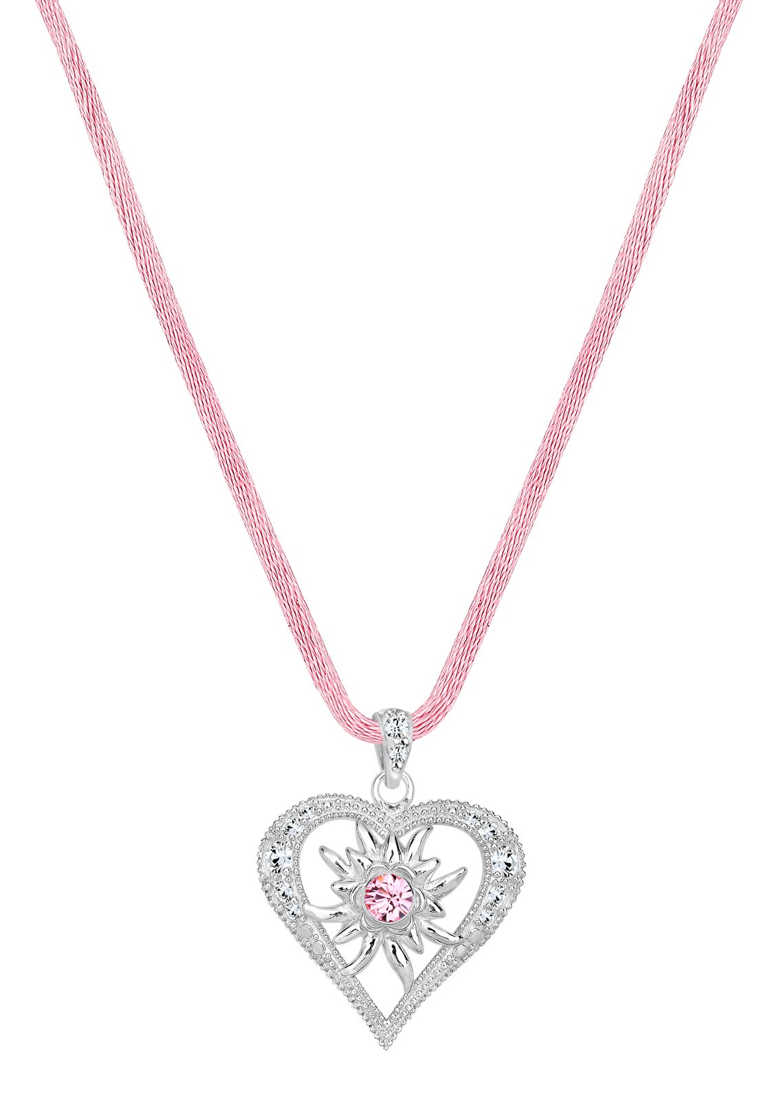 Elli Silberkette »Halskette Herz Edelweiss Kristalle 925 Silber«