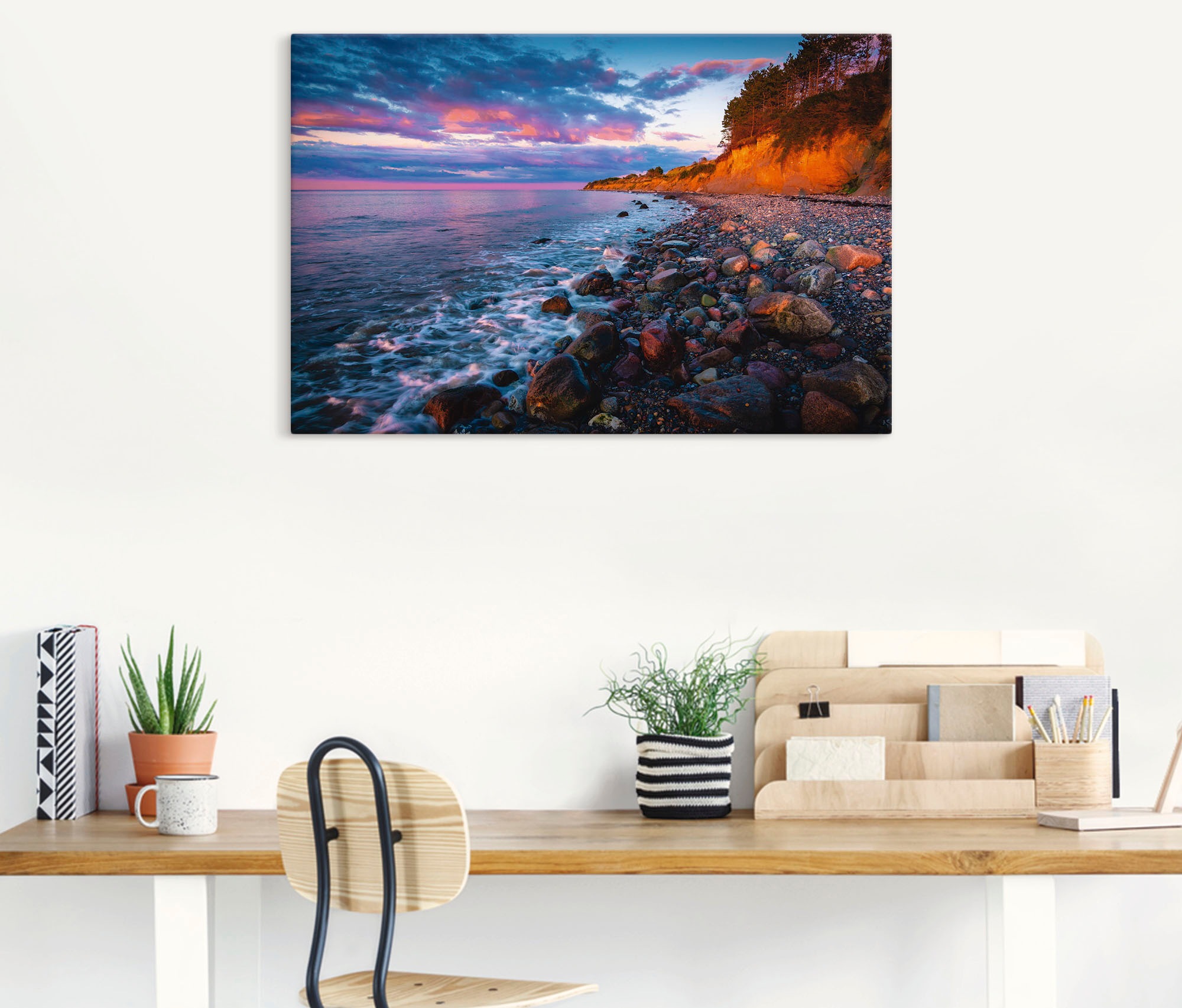 Artland Leinwandbild »Sonnenuntergang am Steilufer«, Küstenbilder, (1 St.), auf Keilrahmen gespannt