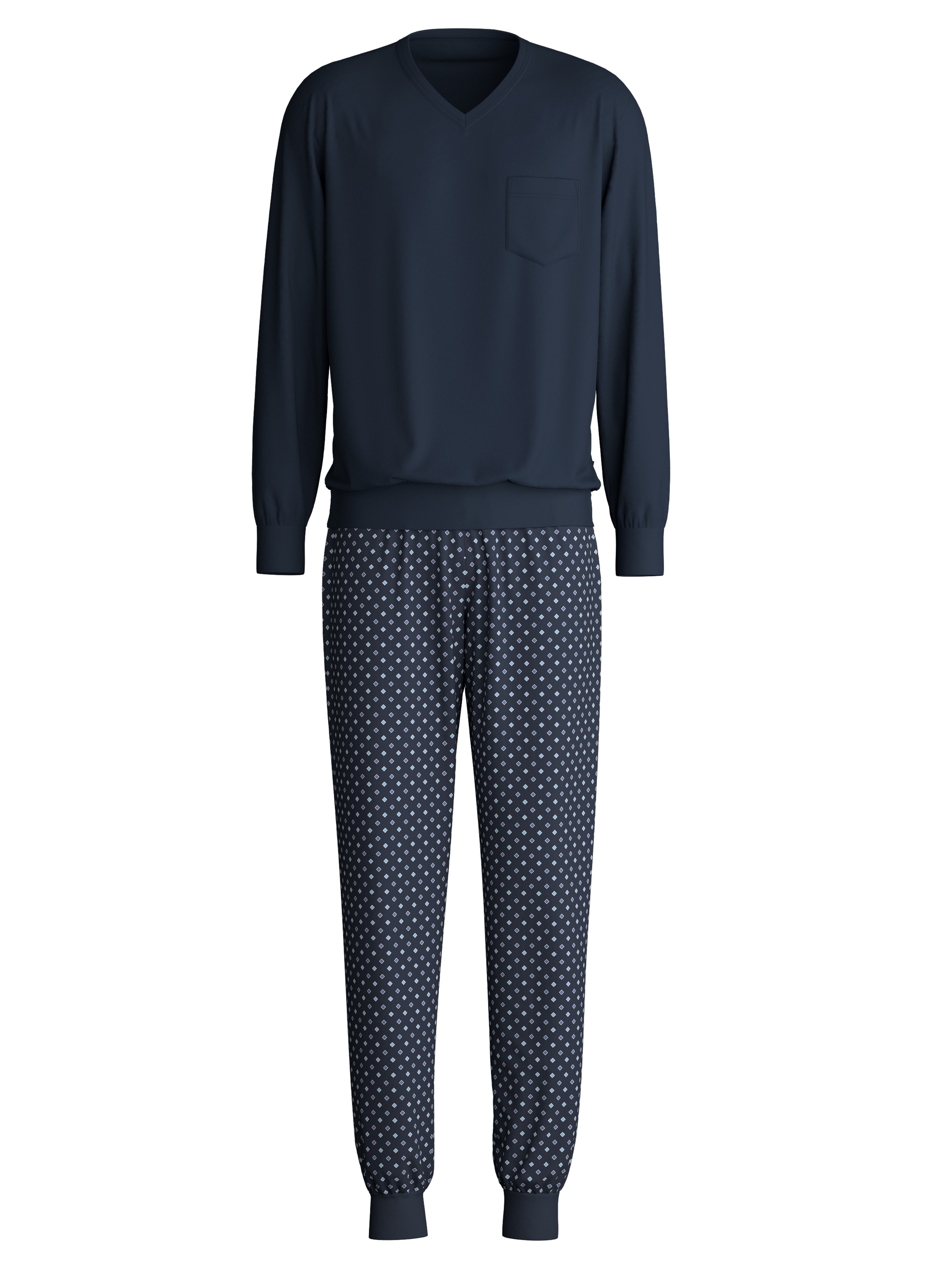CALIDA Schlafanzug »Relax Streamline«, (2 tlg.), mit V-Neck und Bündchen
