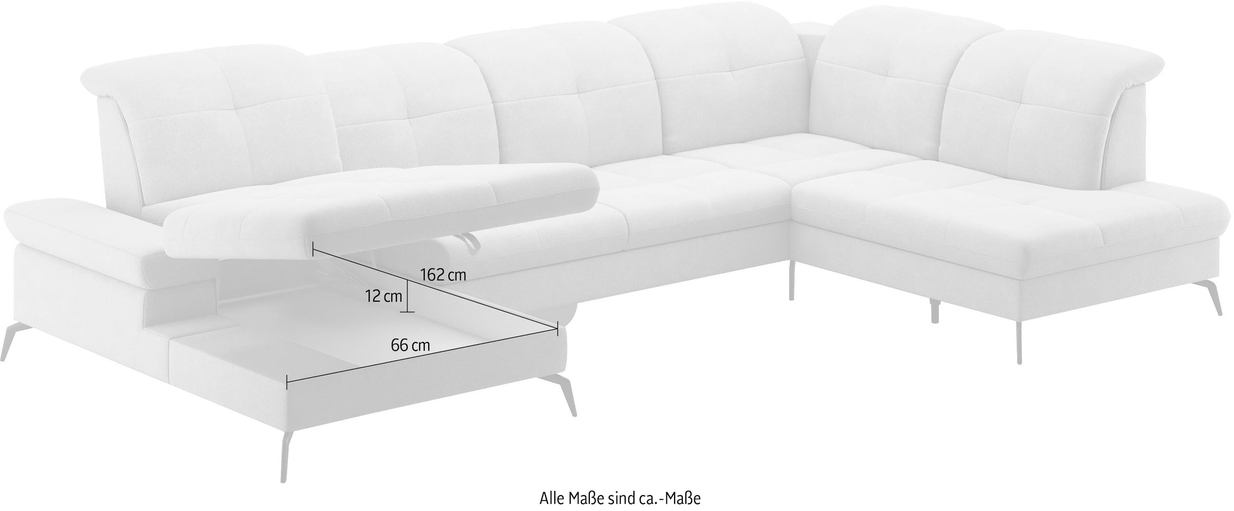 sit&more Wohnlandschaft »Amica, U-Form, inkl. Sitztiefenverstellung und Armteilverstellung«, wahlweise mit Kopfteilverstellung, Bettfunktion und Bettkasten