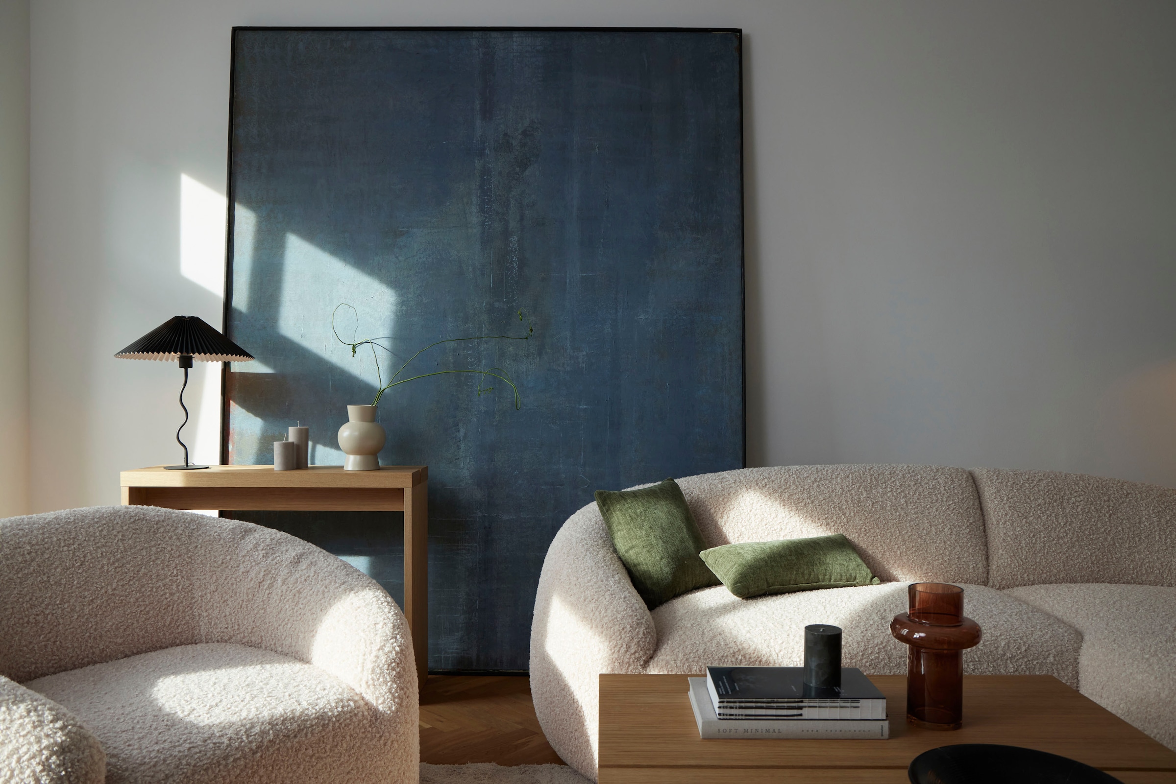 LeGer Home by Lena Gercke Ecksofa »YANI L-Form, Designersofa, organische Form, Maße B/T/H: 255/170/81 cm«, mit Wellenunterfederung, auch in Bouclé, Recamiere rechts/links