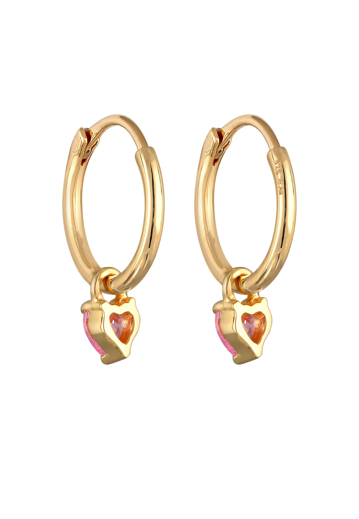 Elli Paar Creolen »Ohrringe Creolen Herz Zirkonia Rosa 925 Silber«