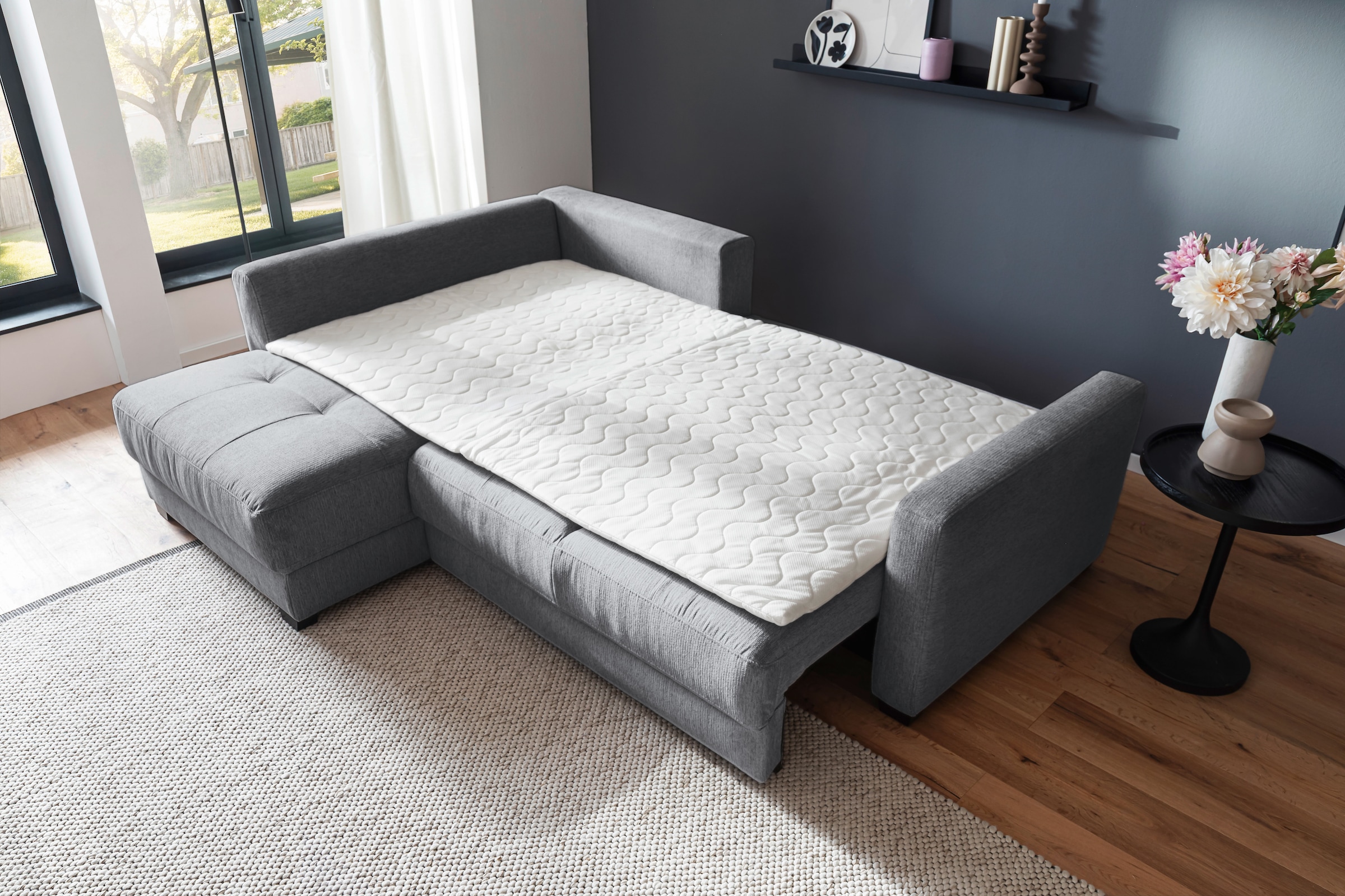 Mr. Couch Ecksofa »Pierre, L-Form mit Taschenfederkern« mit DuraSpring-Taschenfederkern bis 140 kg belastbar